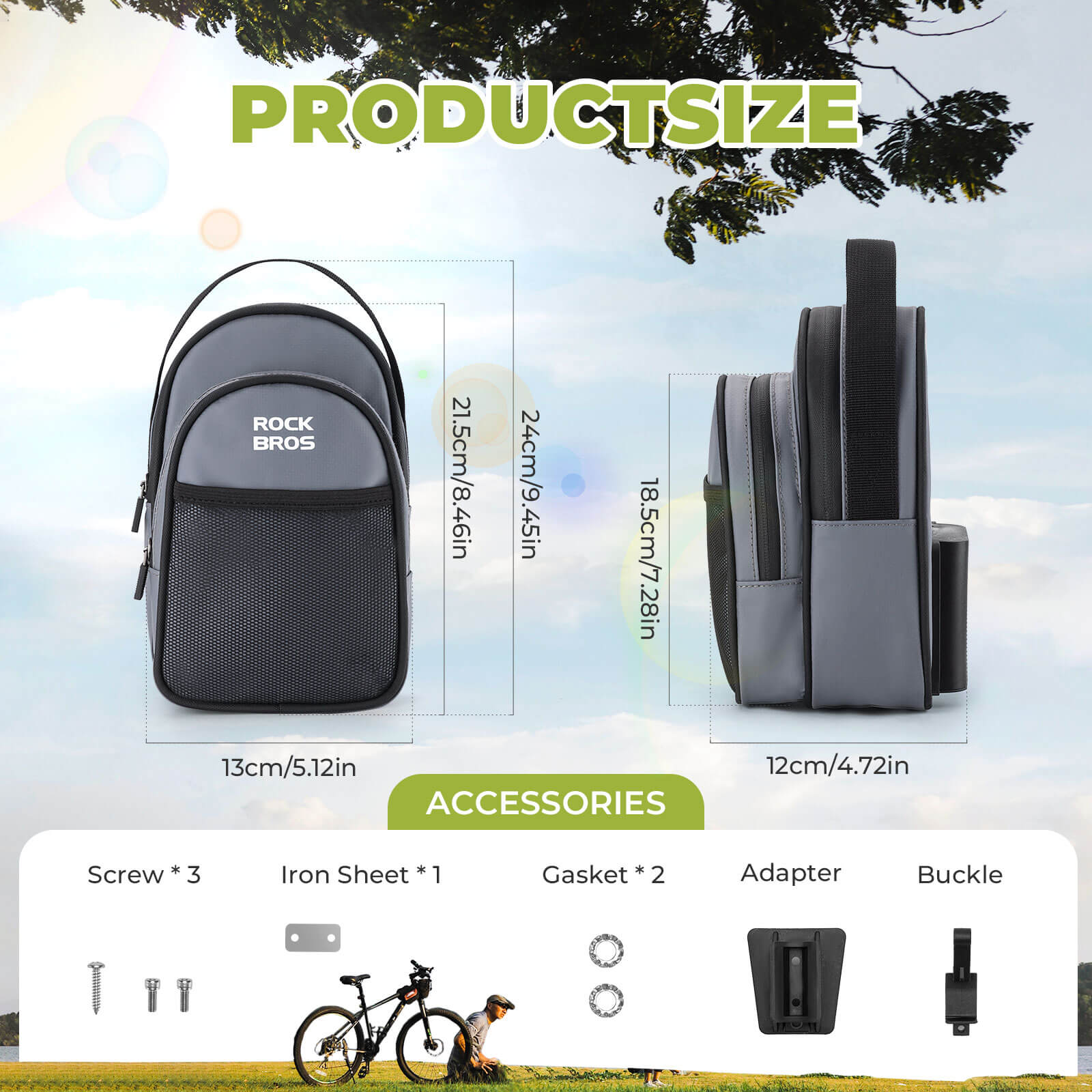 ROCKBROS Front Hanger Bag 1.8L – The Ultimate Storage Upgrade for Your Folding Bike!? #Color_Grey
