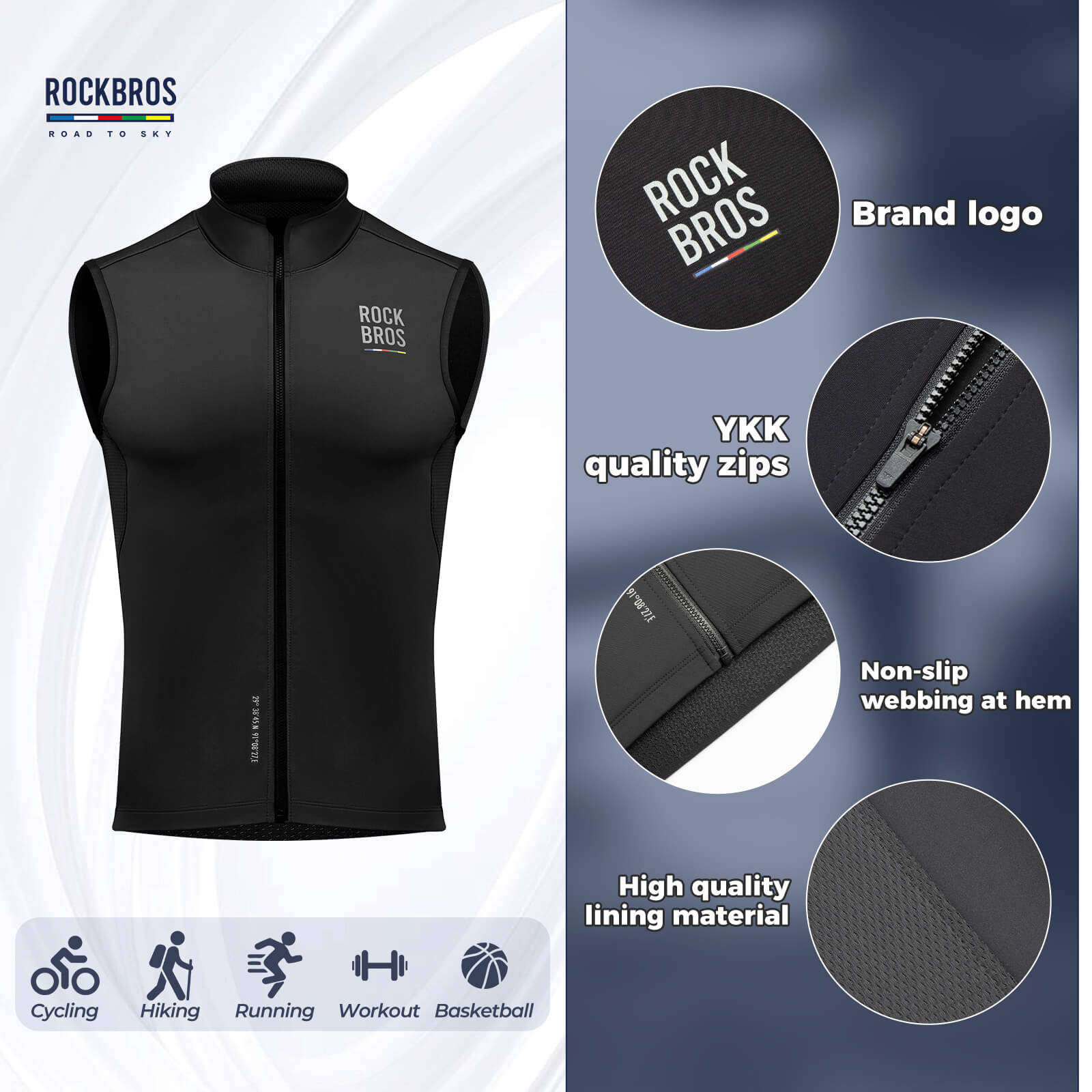 all-groups ROCKBROS Men?ˉs Cycling Vest - Windproof for Spring & Autumn