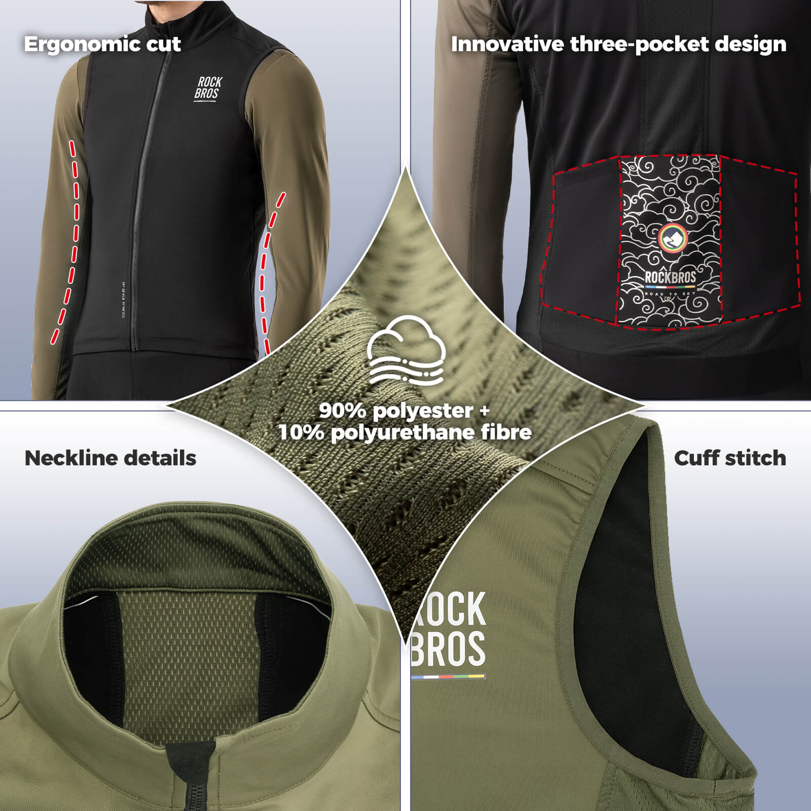 all-groups ROCKBROS Men?ˉs Cycling Vest - Windproof for Spring & Autumn