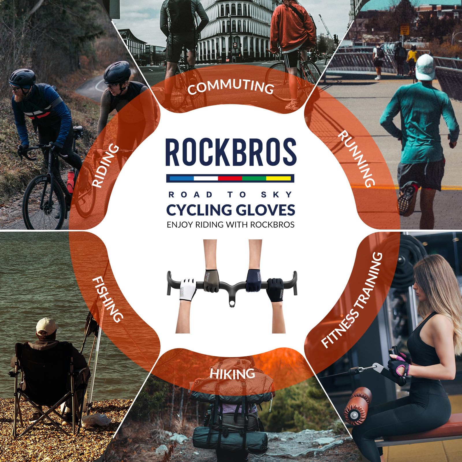 ROCKBROS Road-to-Sky Spring Summer Cycling Gloves Full Finger Touch Screen 
