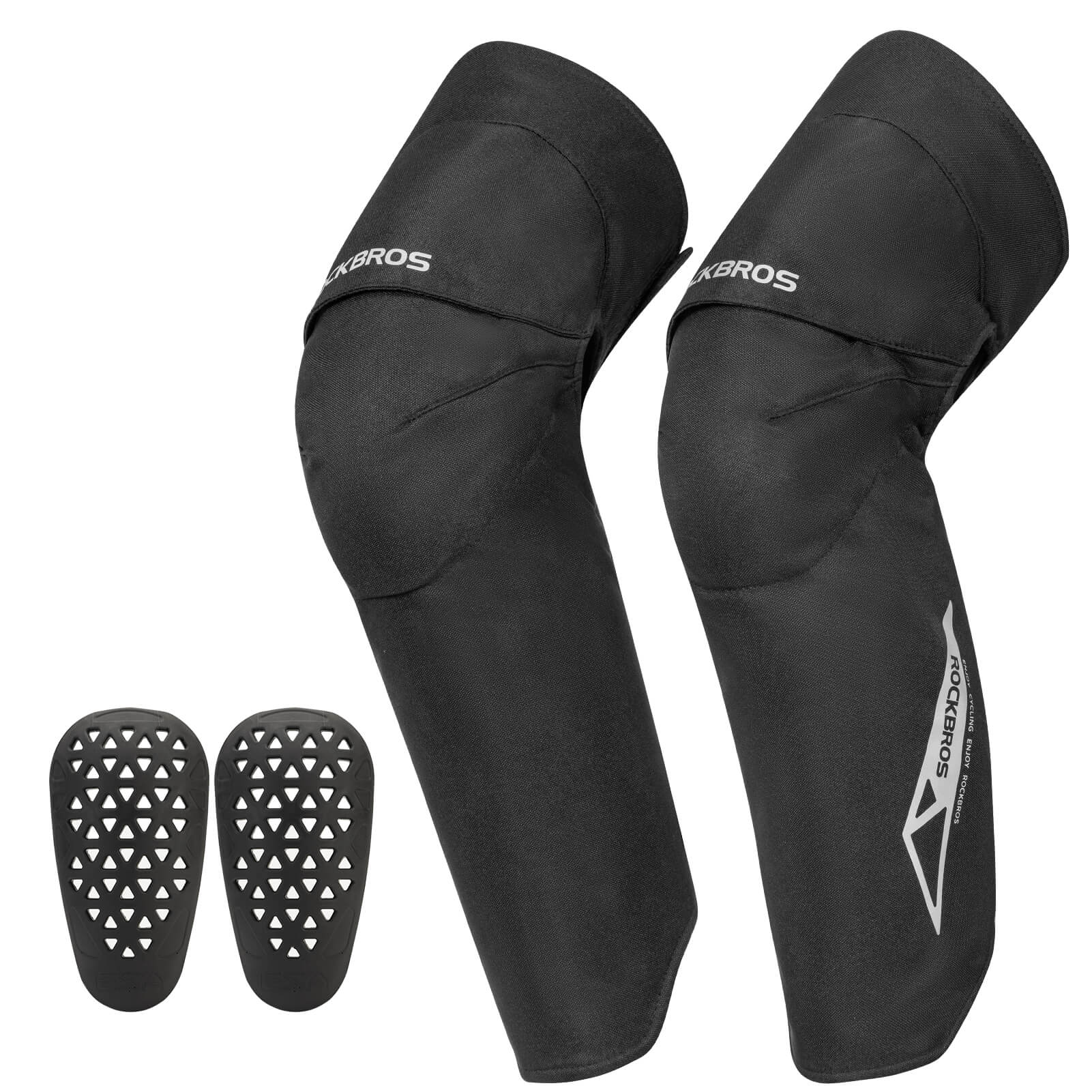 Black knee pads with additional shingles on a white background #Type_Long