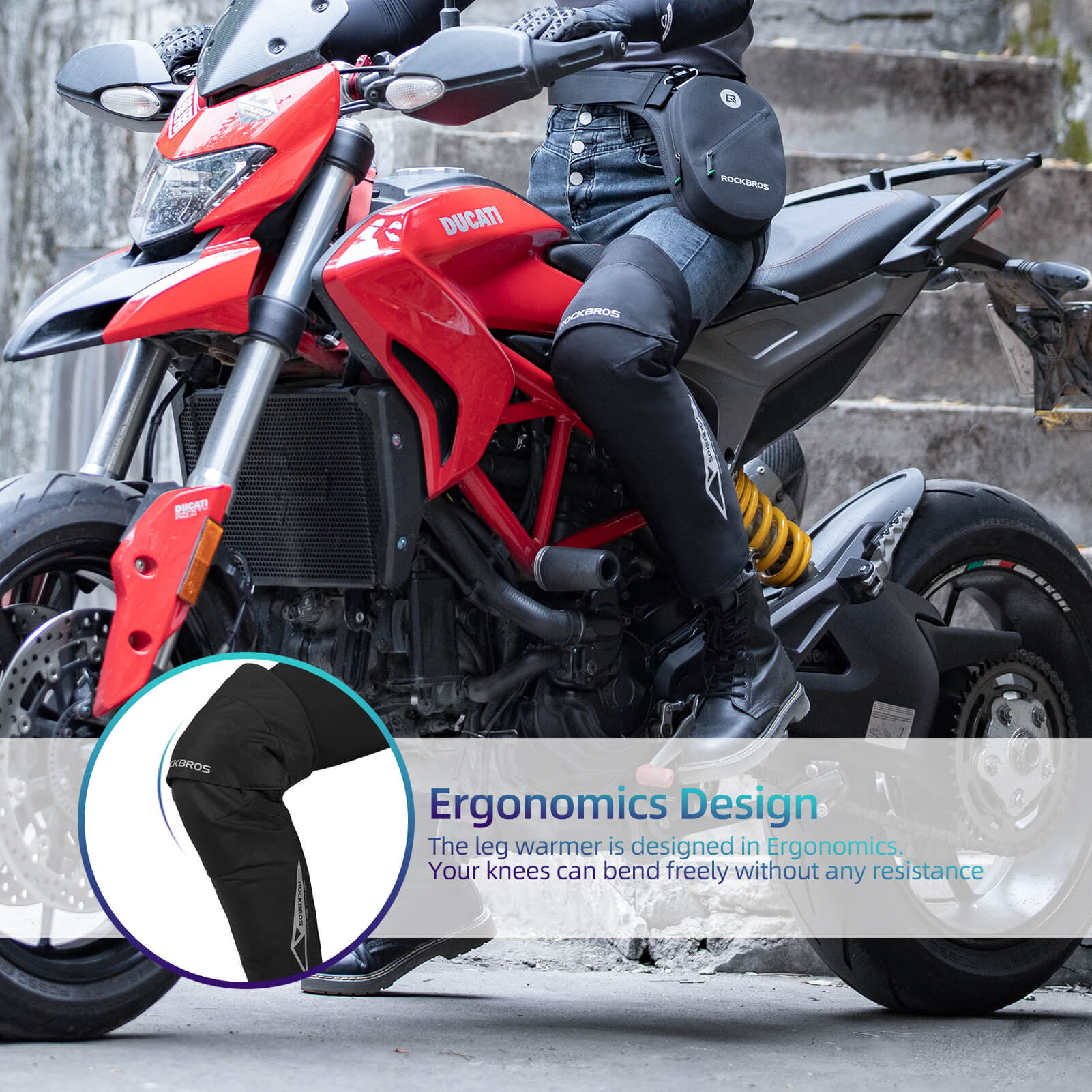 Windproof Motorcycle Knee Braces Warm Adjustable Pads for Winter