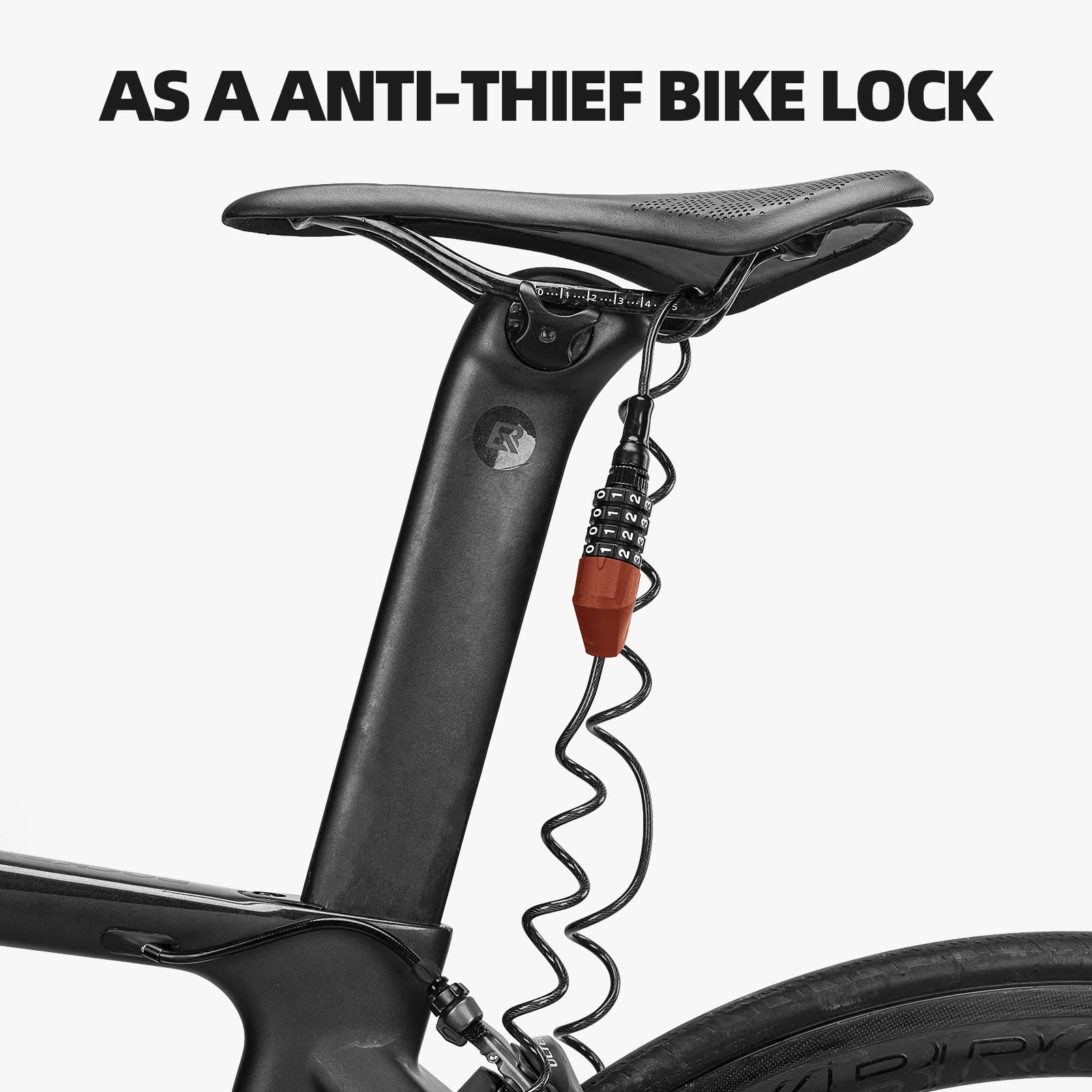 ROCKBROS Lightweight Helmet Lock, Resettable Combination Cable Lock for Bike & Luggage