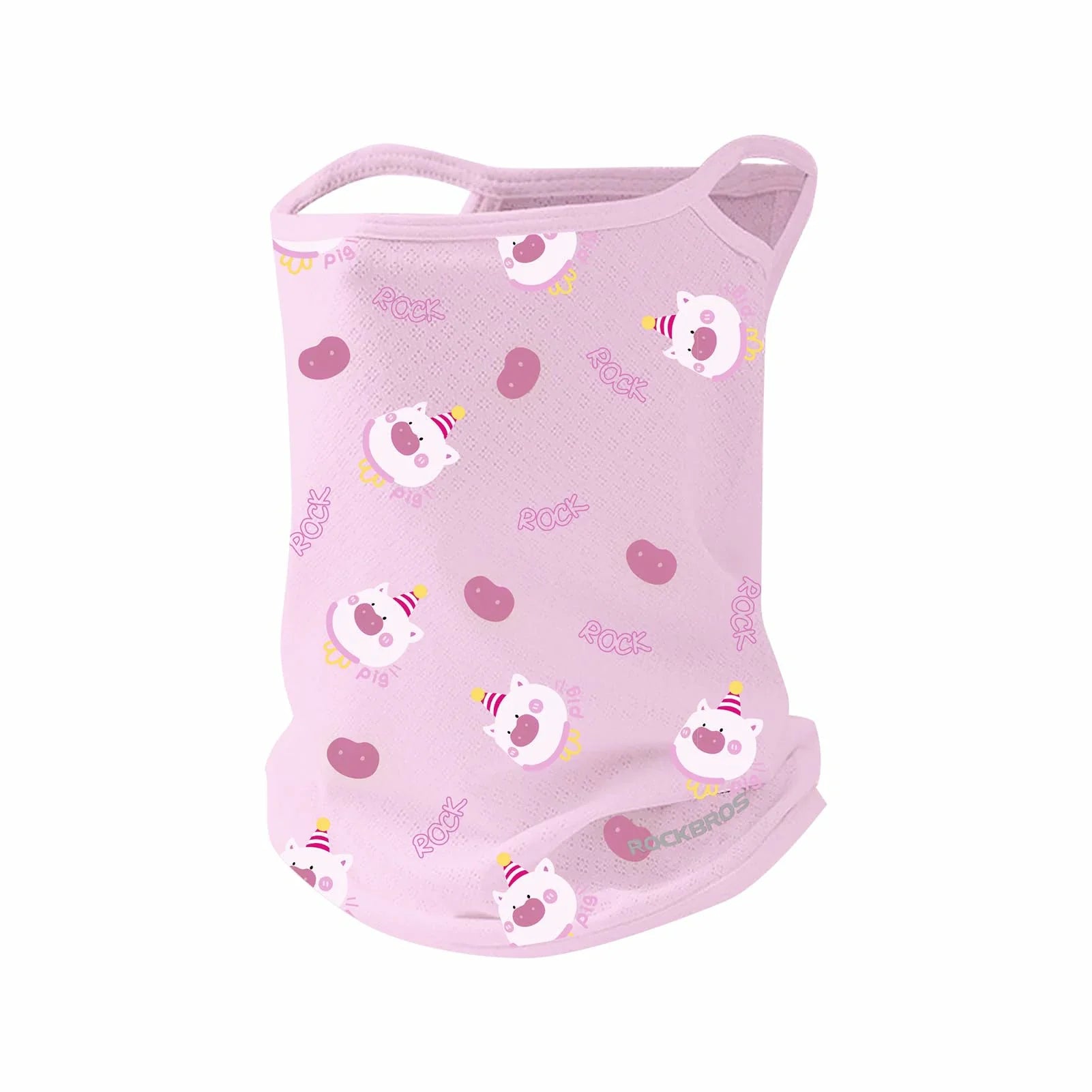 Pink mask with cartoon designs on a white background #Color_Pink