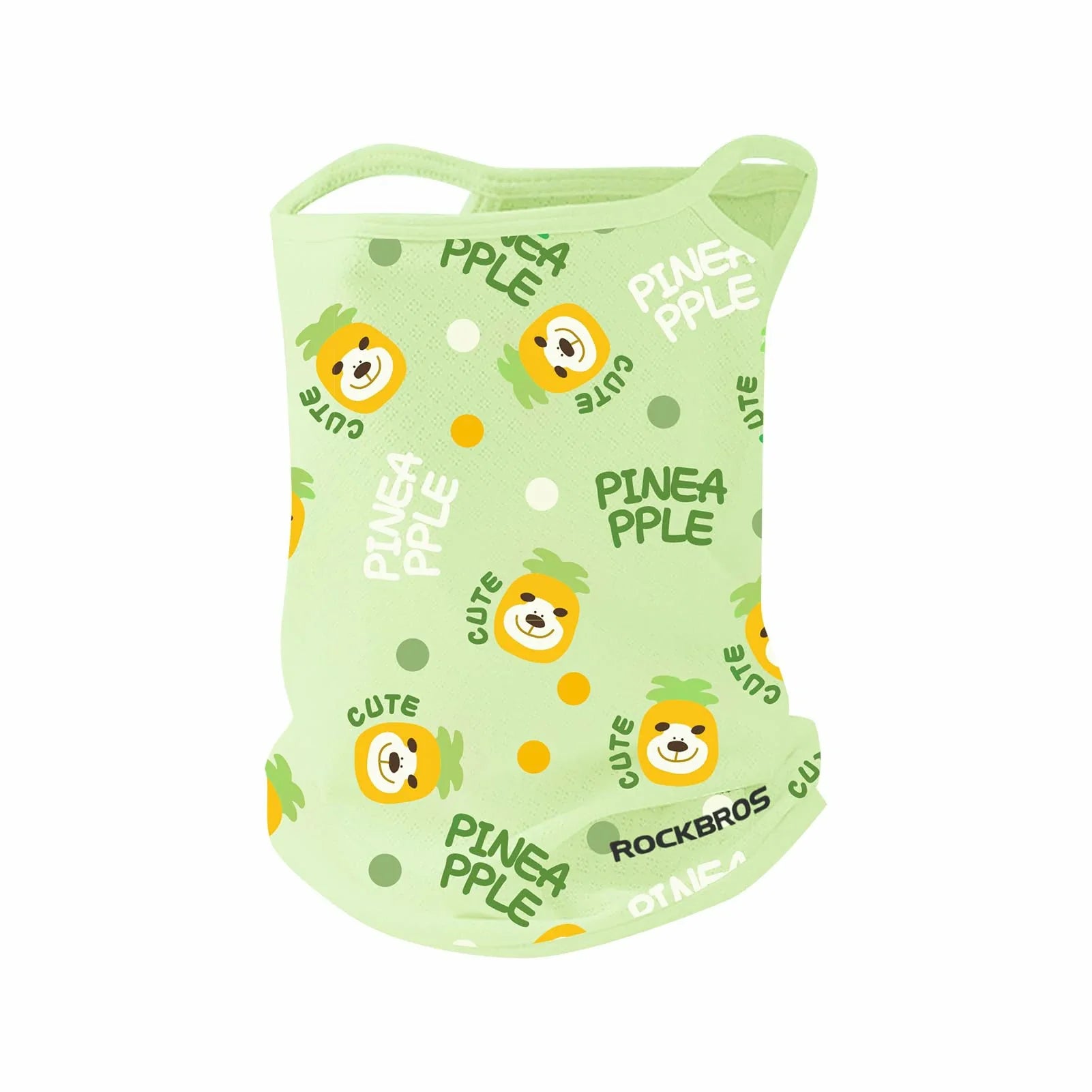 Light green mask with pineapple patterns and text on a white background #Color_Green