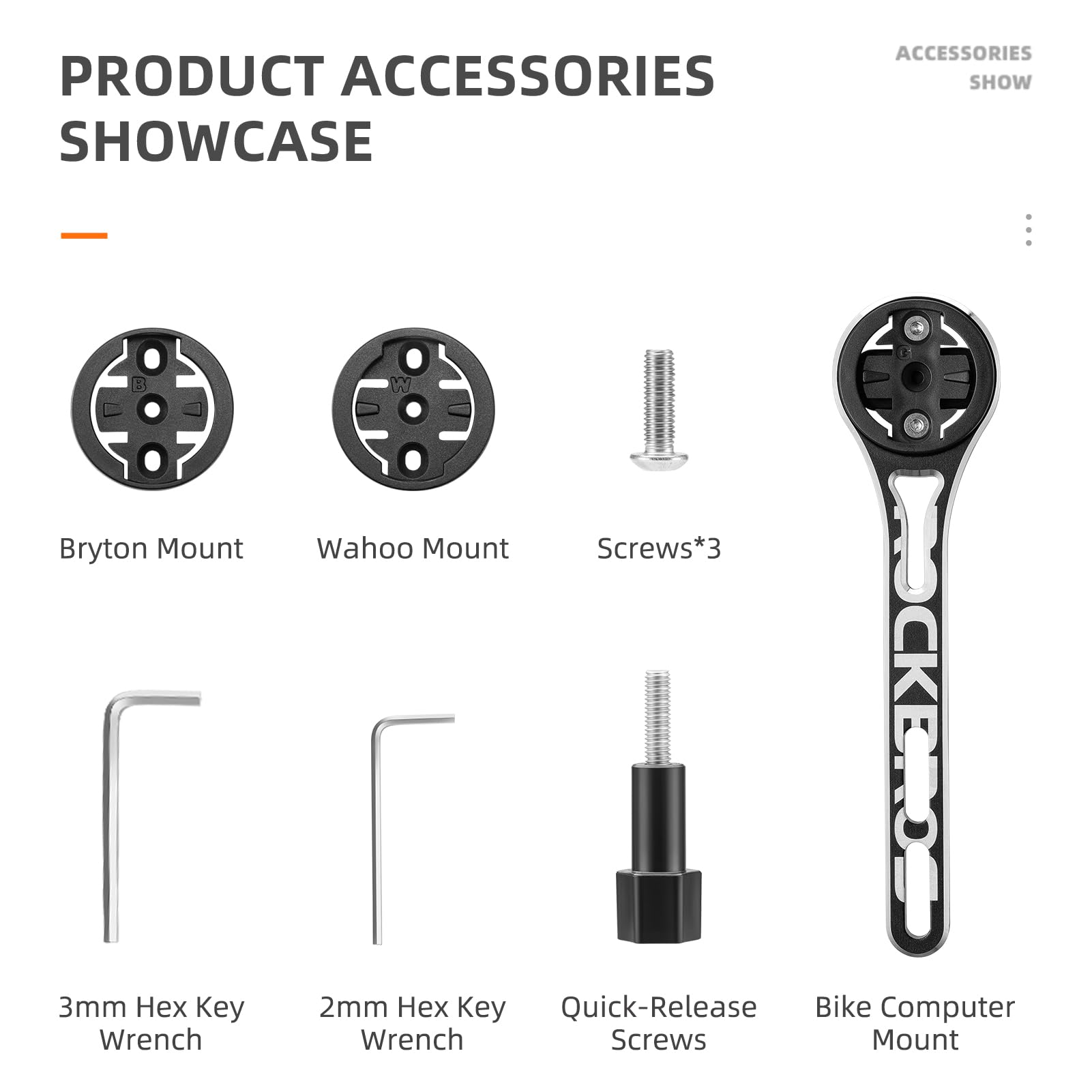 ROCKBROS Bike Aluminum Computer Mount  compatible with Garmin, Wahoo, Bryton, and GoPro - ROCKBROS#color_Small Logo
