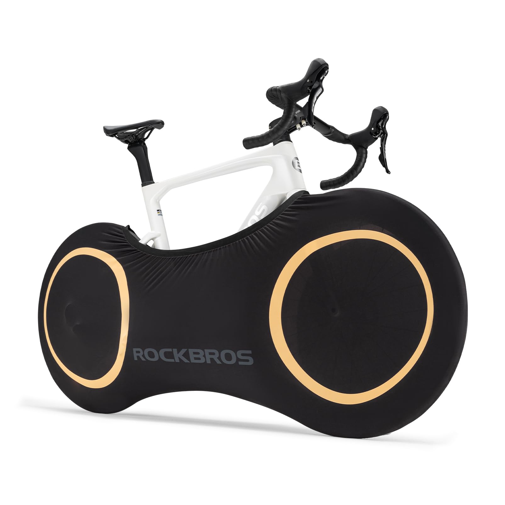Black bike cover with 'RockBros' branding on a white background #Color_Yellow Circle