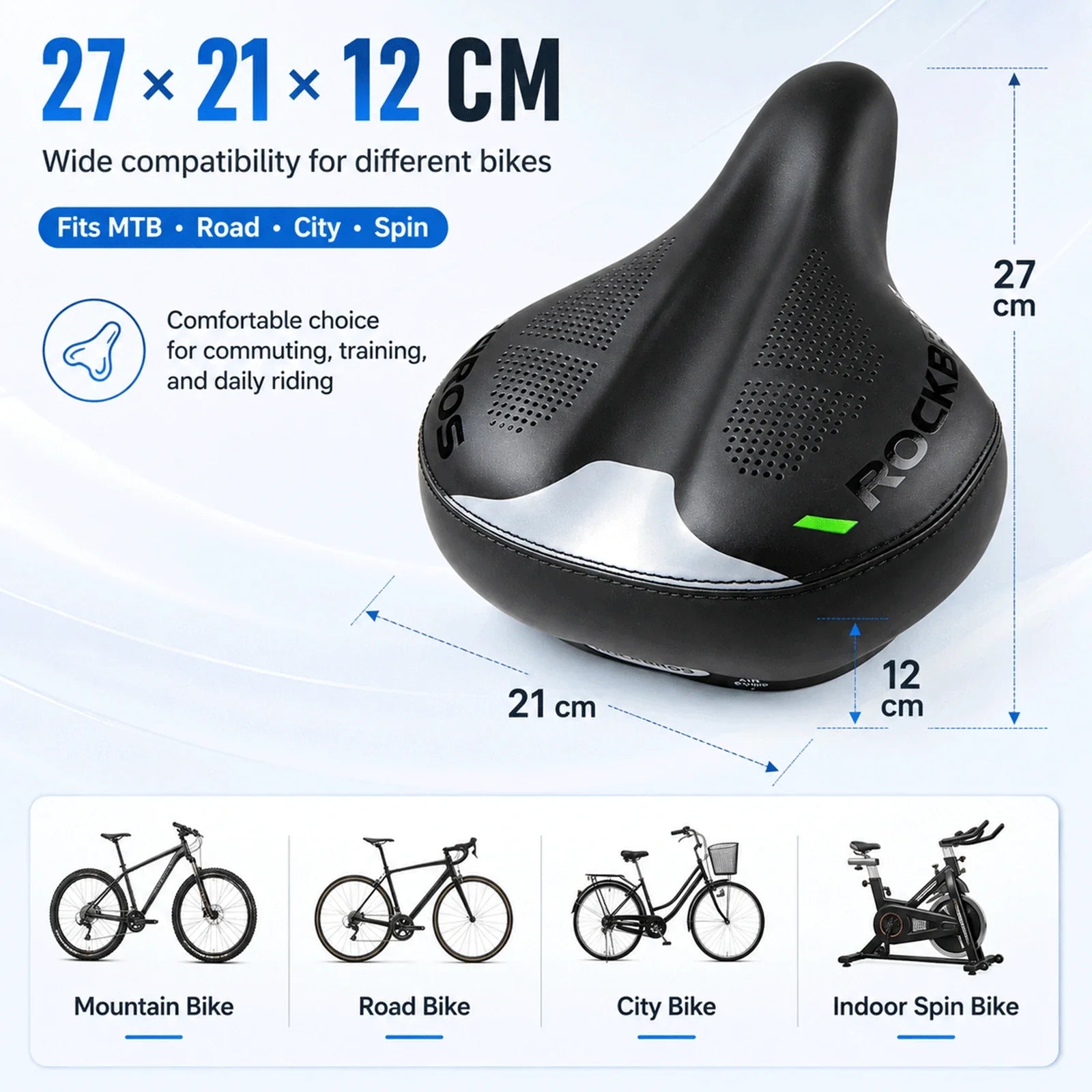 Adjustable Air Cushion Bike Saddle Wide Comfort Shock Absorbing Seat