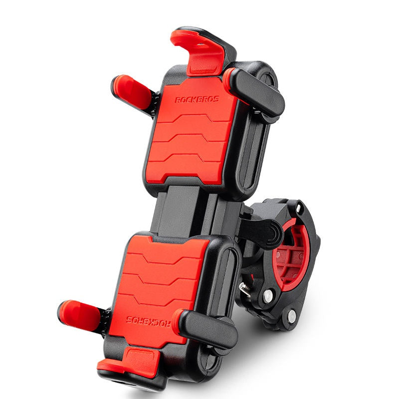Red and black motorcycle phone holder on a white background #color_red