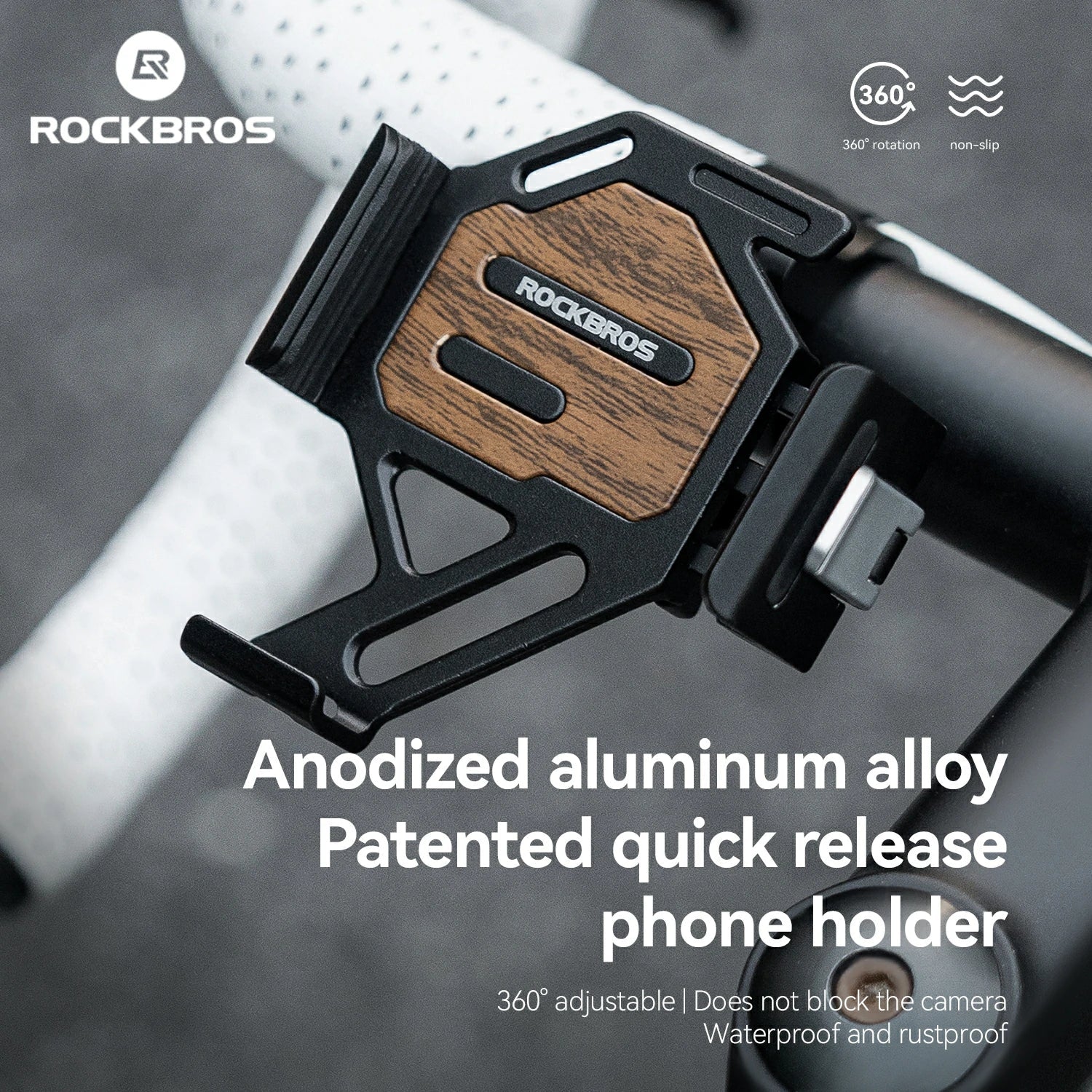 Aluminum Anti-Shake Cell Bike Phone Holder, Motorcycle Phone Mount for 2.56–3.74"