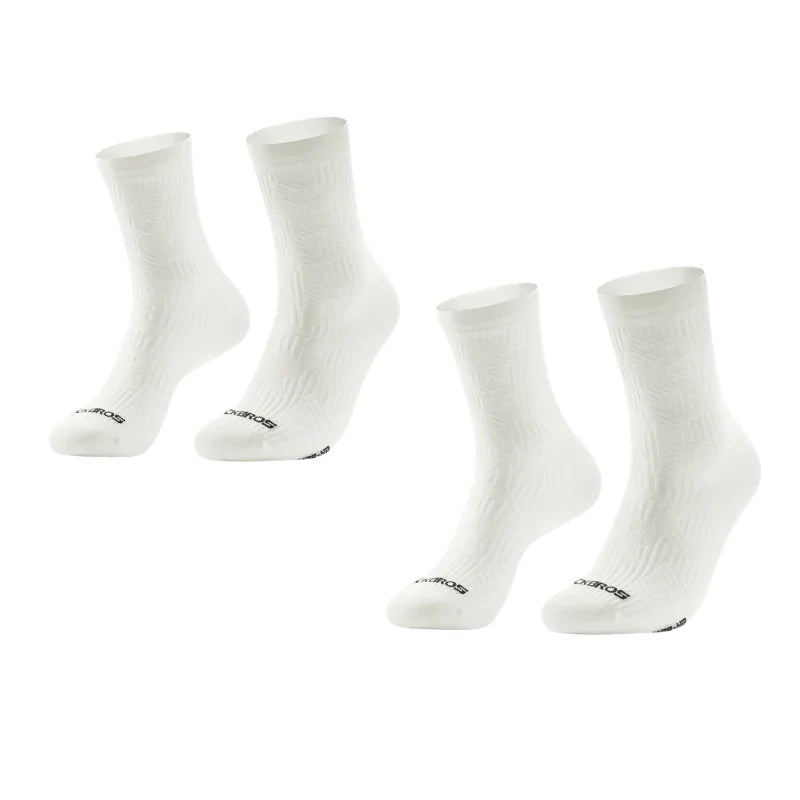 Two pairs of white socks with a brand logo on a white background #Color_White*2