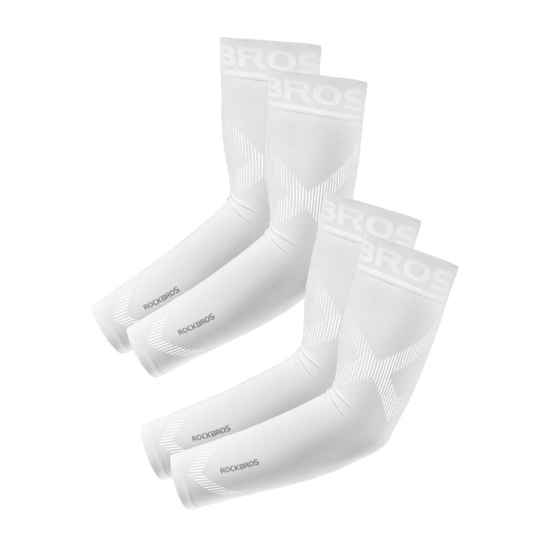 Stretch cooling sleeves with non-slip cuffs #Color_White*2