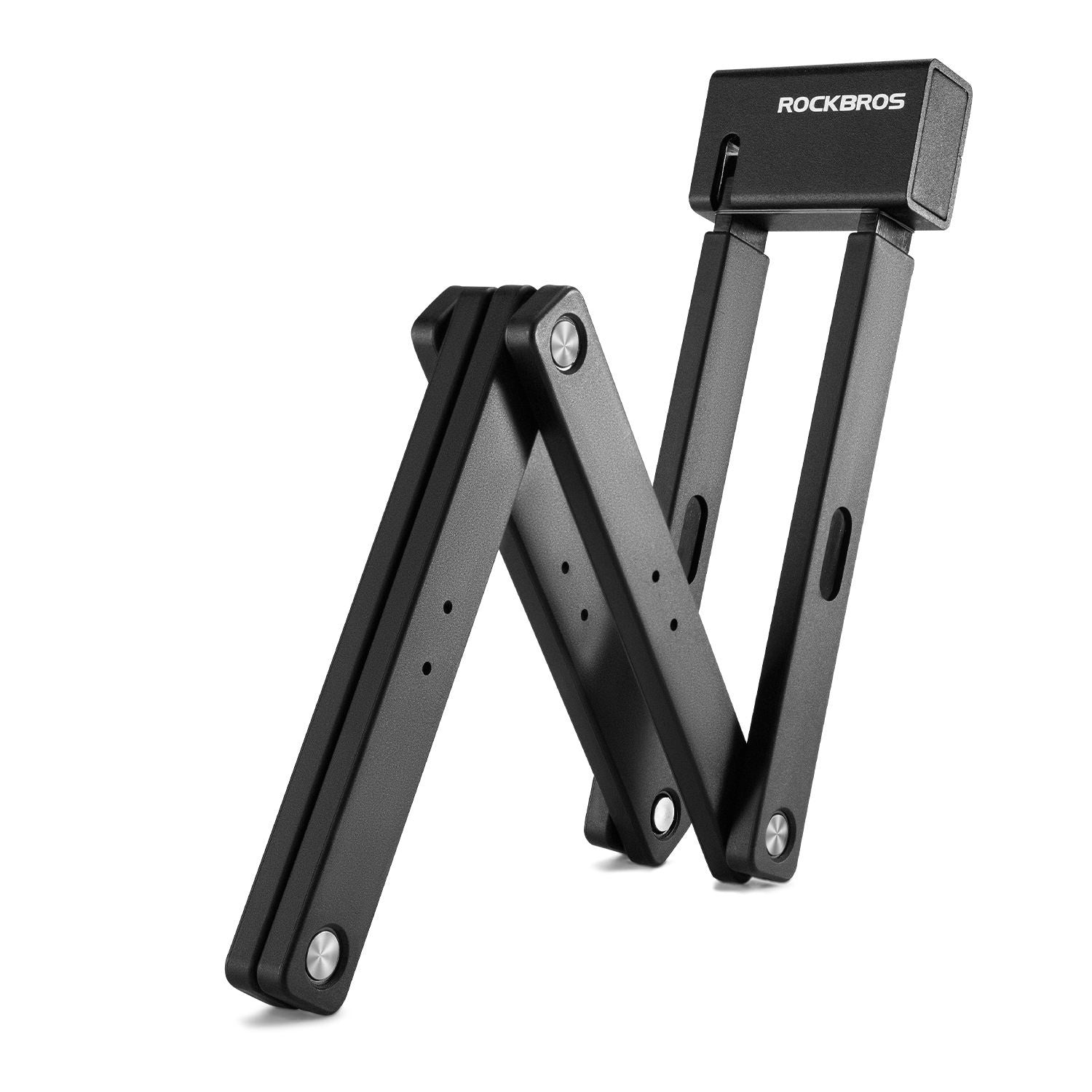 Black metal folding lock with 'RockBros' branding on a white background