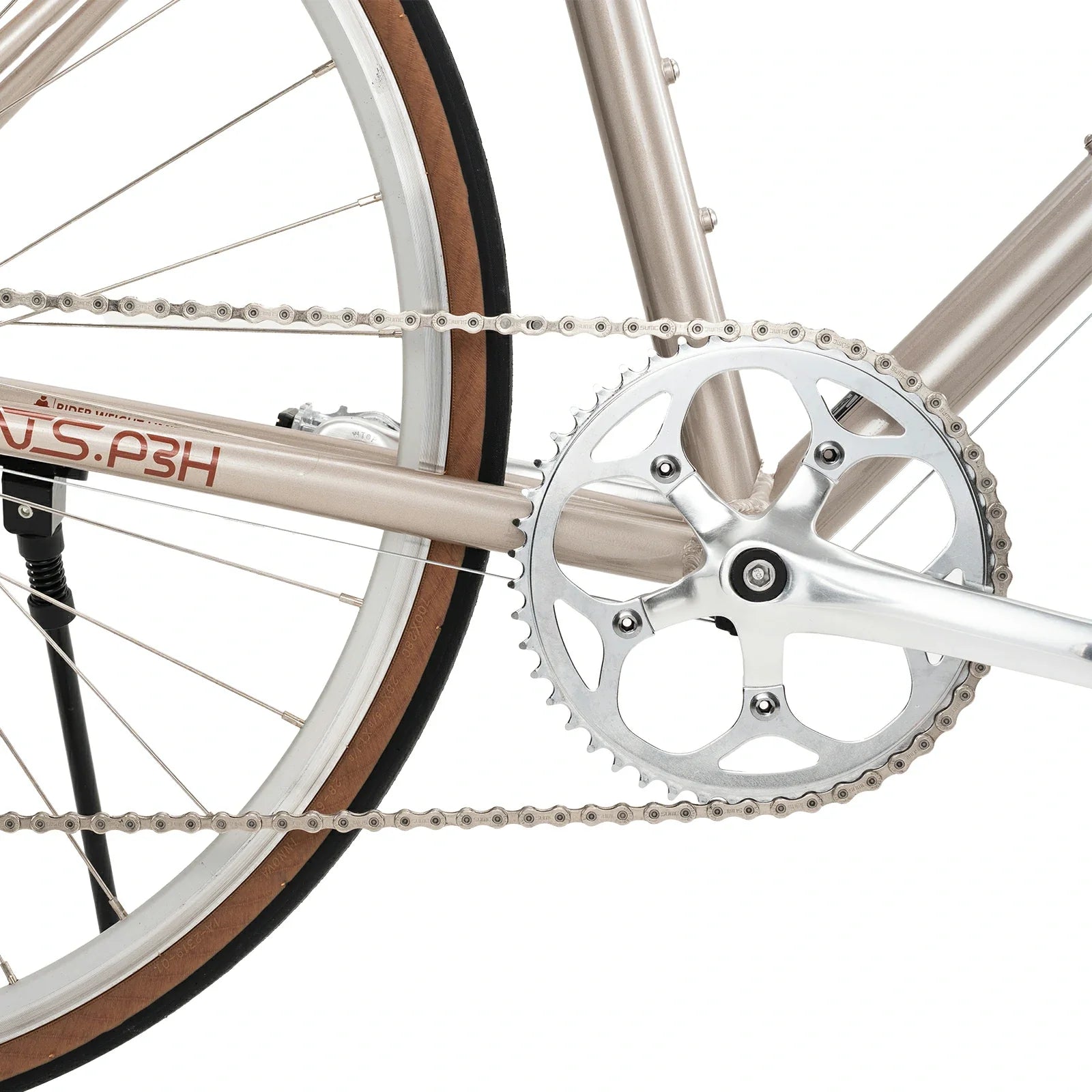 Drivetrain of ATS Classic 700C Road Bike in coffee color #Color_Coffee