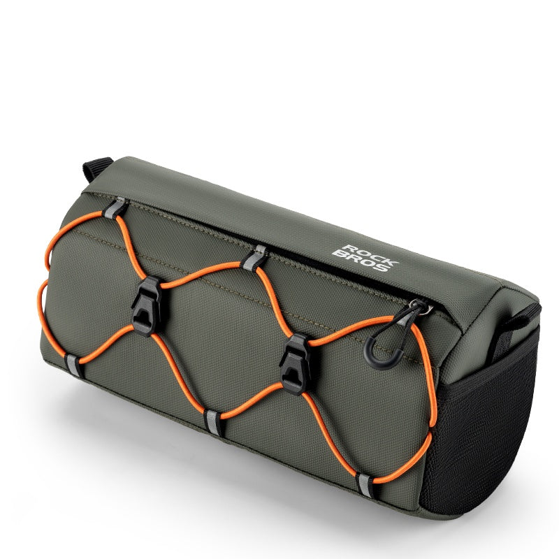 Gray bag with orange straps and 'Rock Bros' branding on a white background #Color_Army green