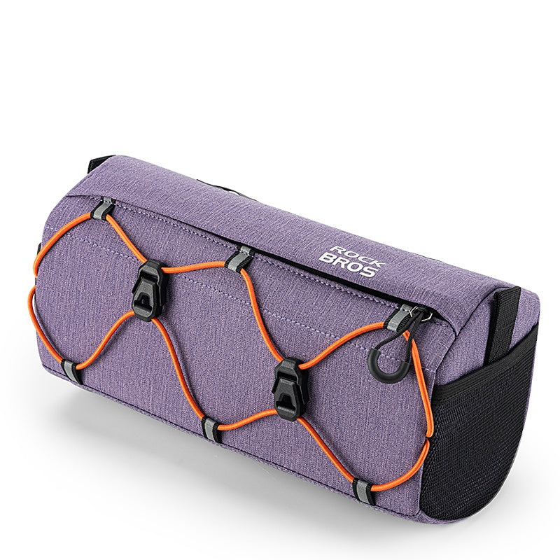 Purple bag with orange straps and black buckles on a white background #Color_Purple