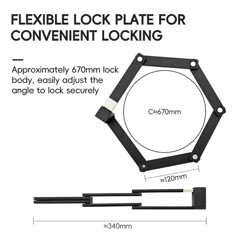 Flexible lock plate with dimensions and text on a white background