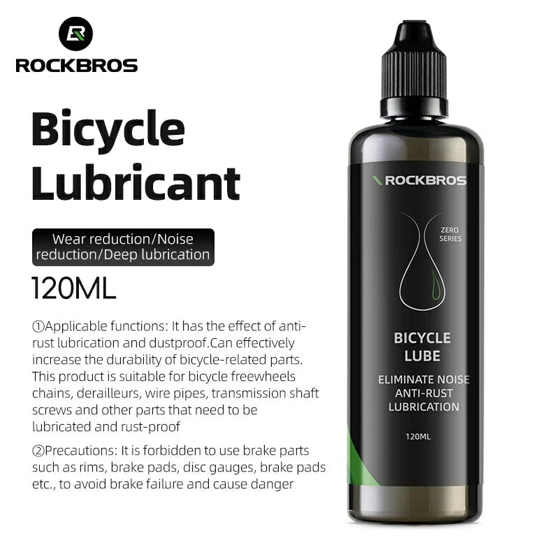 RockBros bicycle lubricant bottle with product details on a white background #color_Lubricant