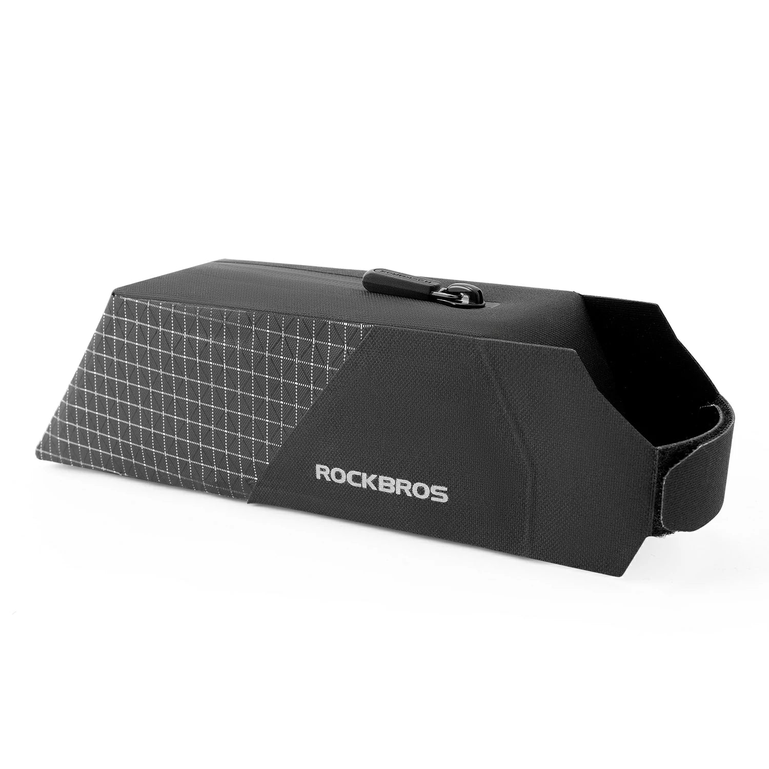 Black and gray grid-patterned bag with 'RockBros' branding on a white background