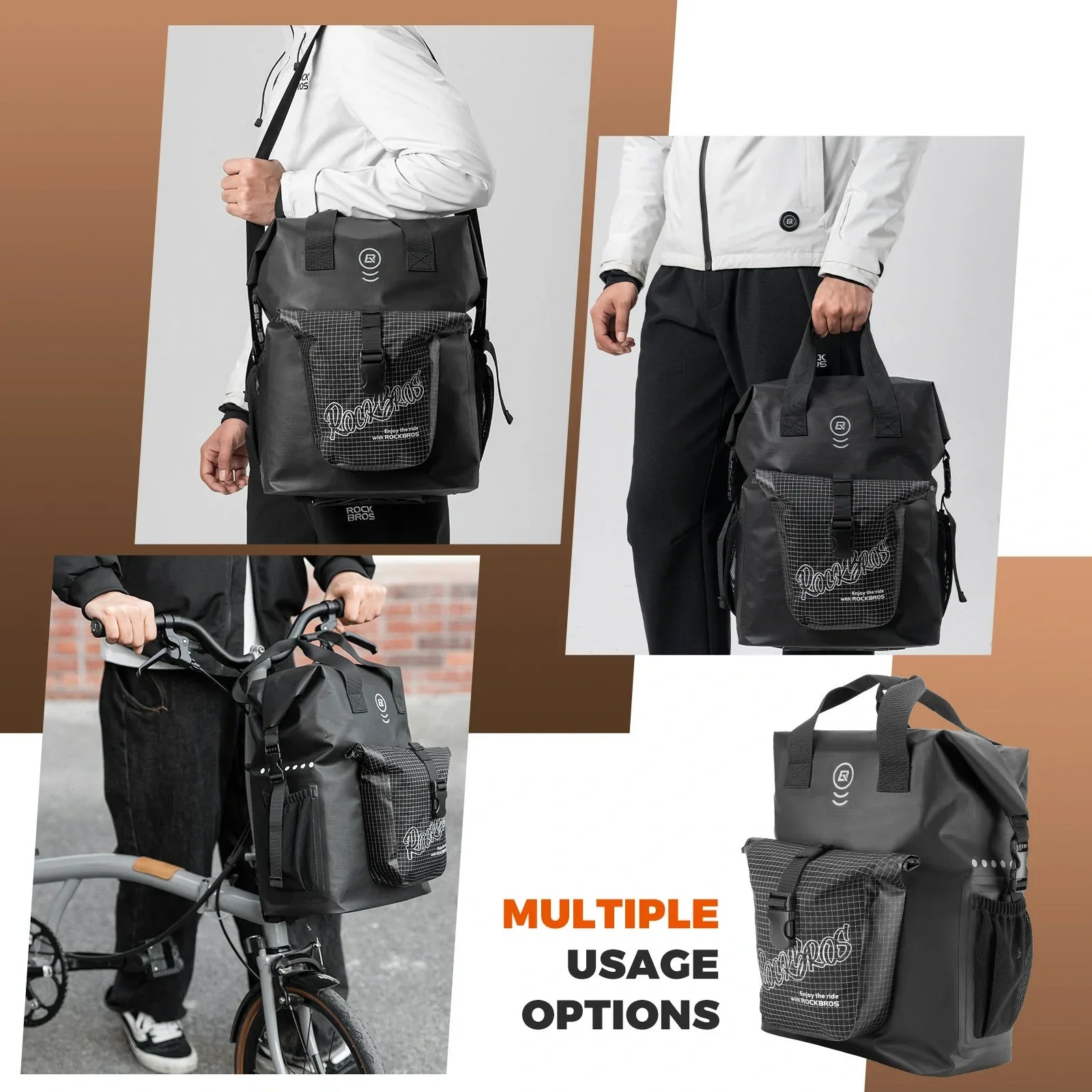 ROCKBROS bike handlebar bag for folding bike 18l