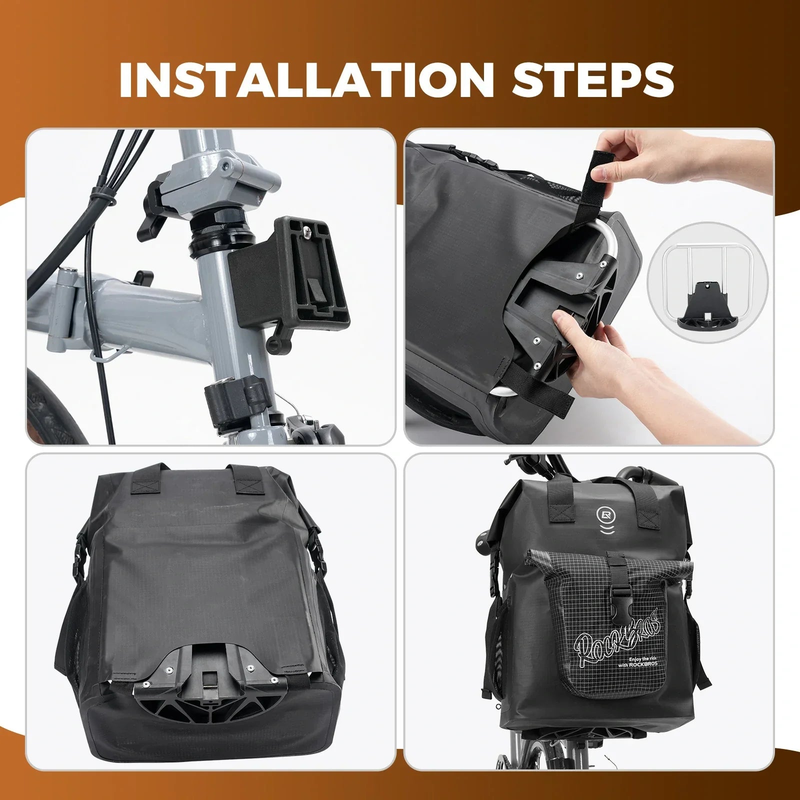 ROCKBROS bike handlebar bag for folding bike 18l