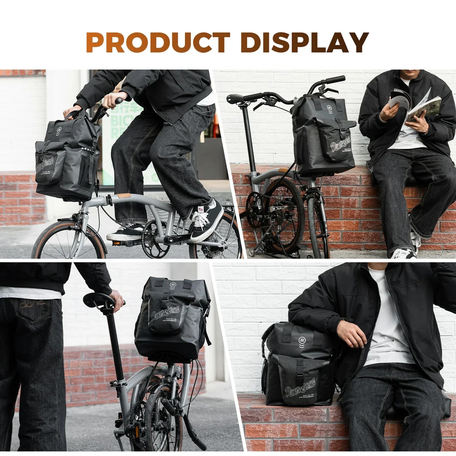 ROCKBROS bike handlebar bag for folding bike 18l