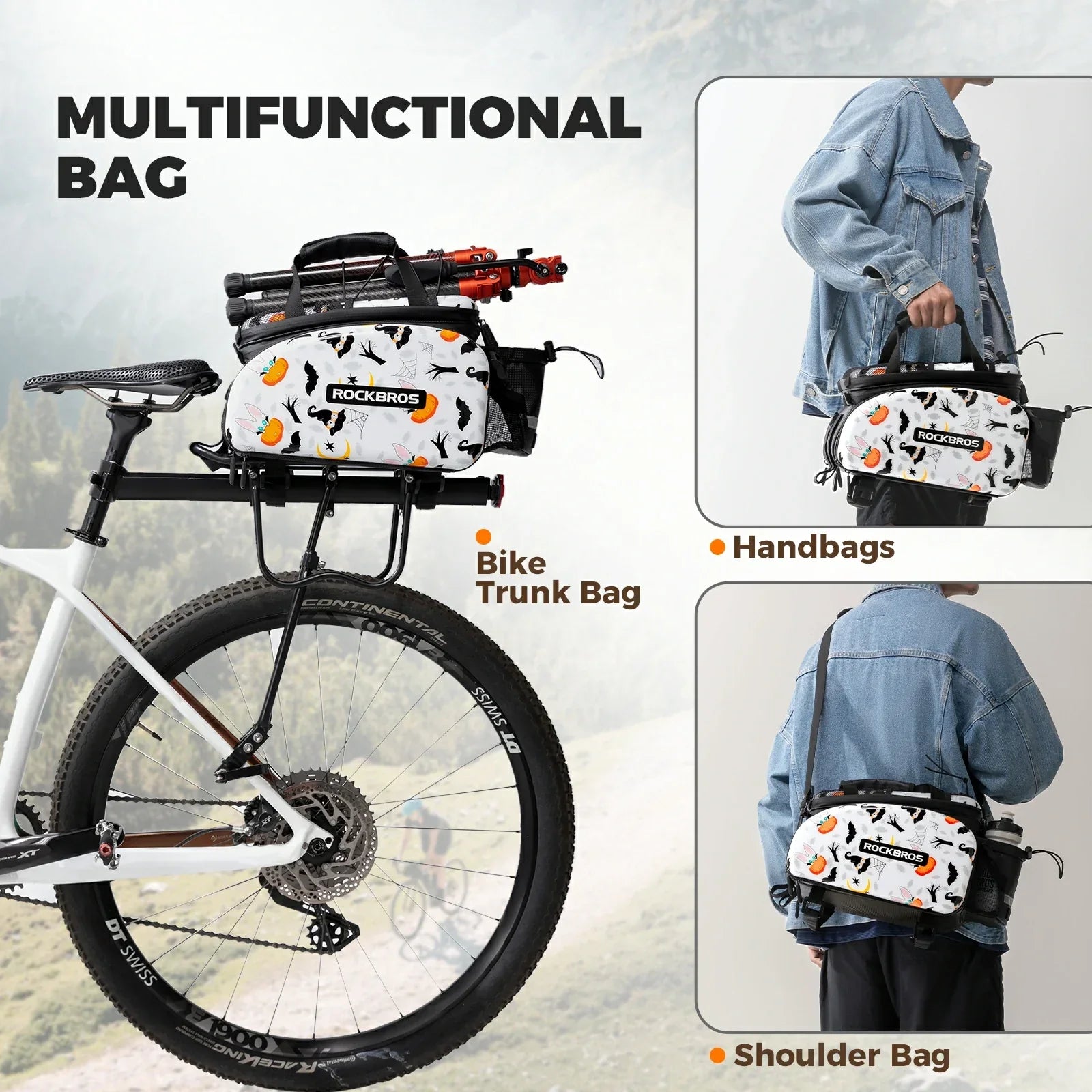 ROCKBROS bike pannier bag double side storage with rain cover 17L-35L