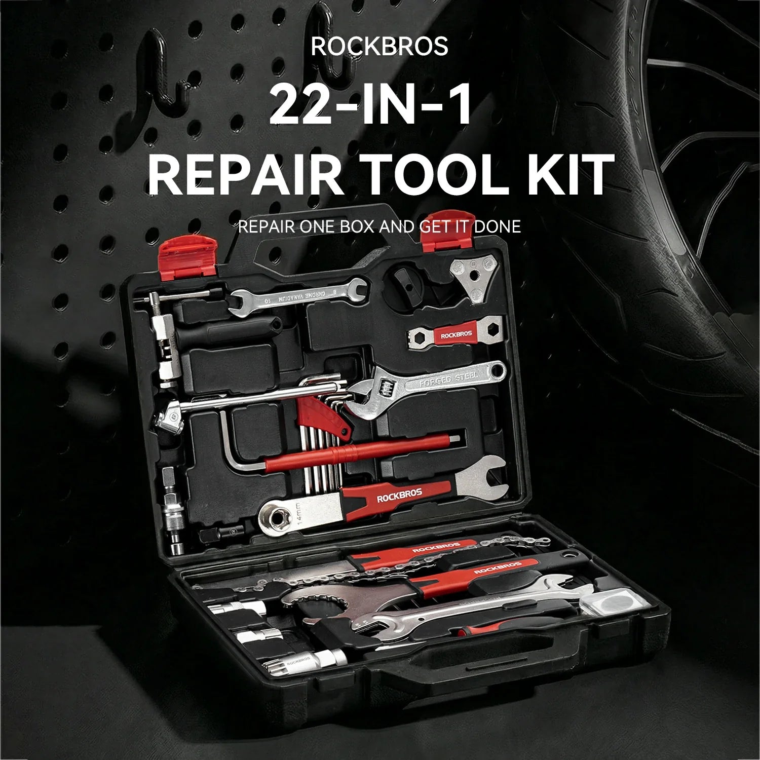 Bicycle tool set organized in compact case