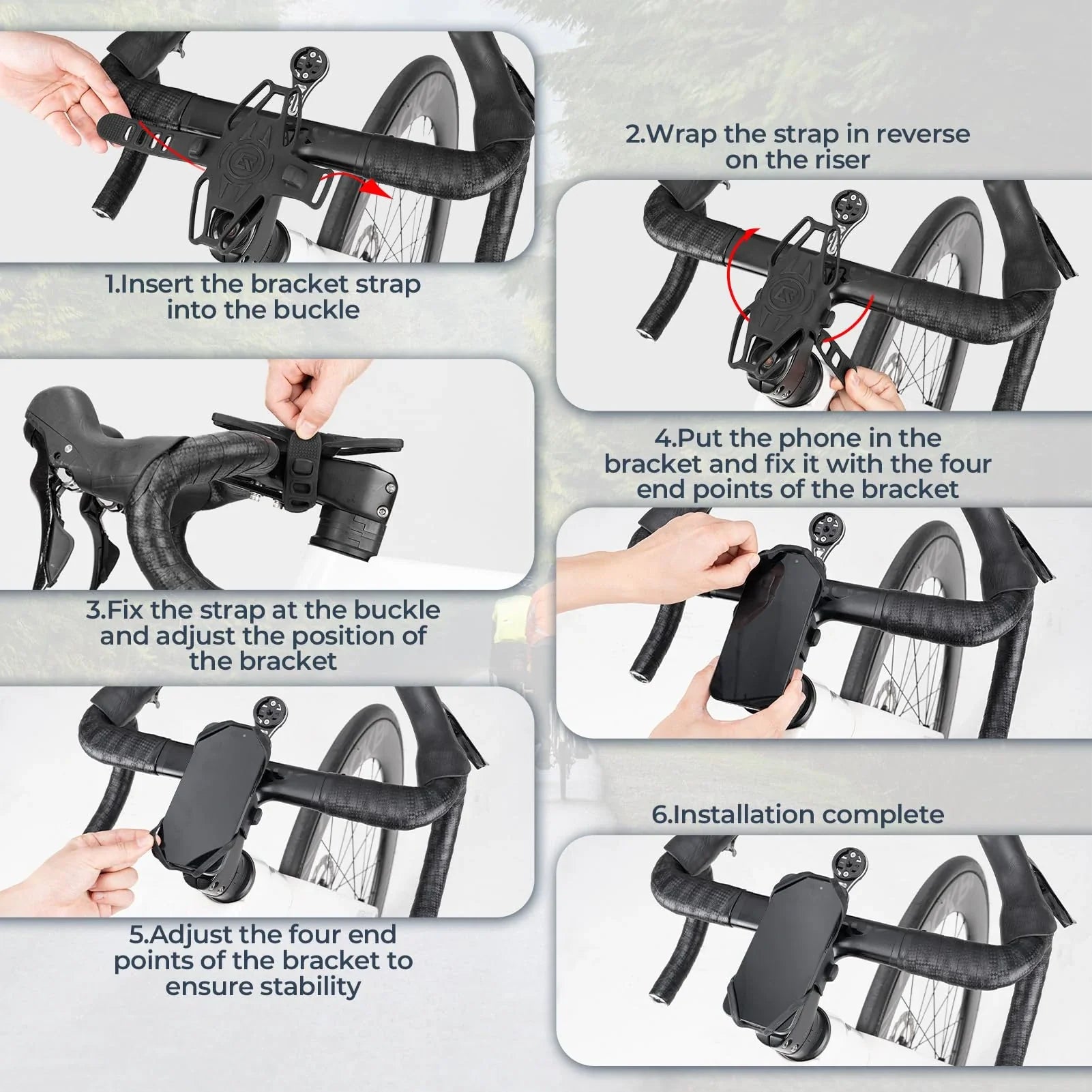 Bike Stem Phone Mount for Mountain & Road Bike 4-7 Inch