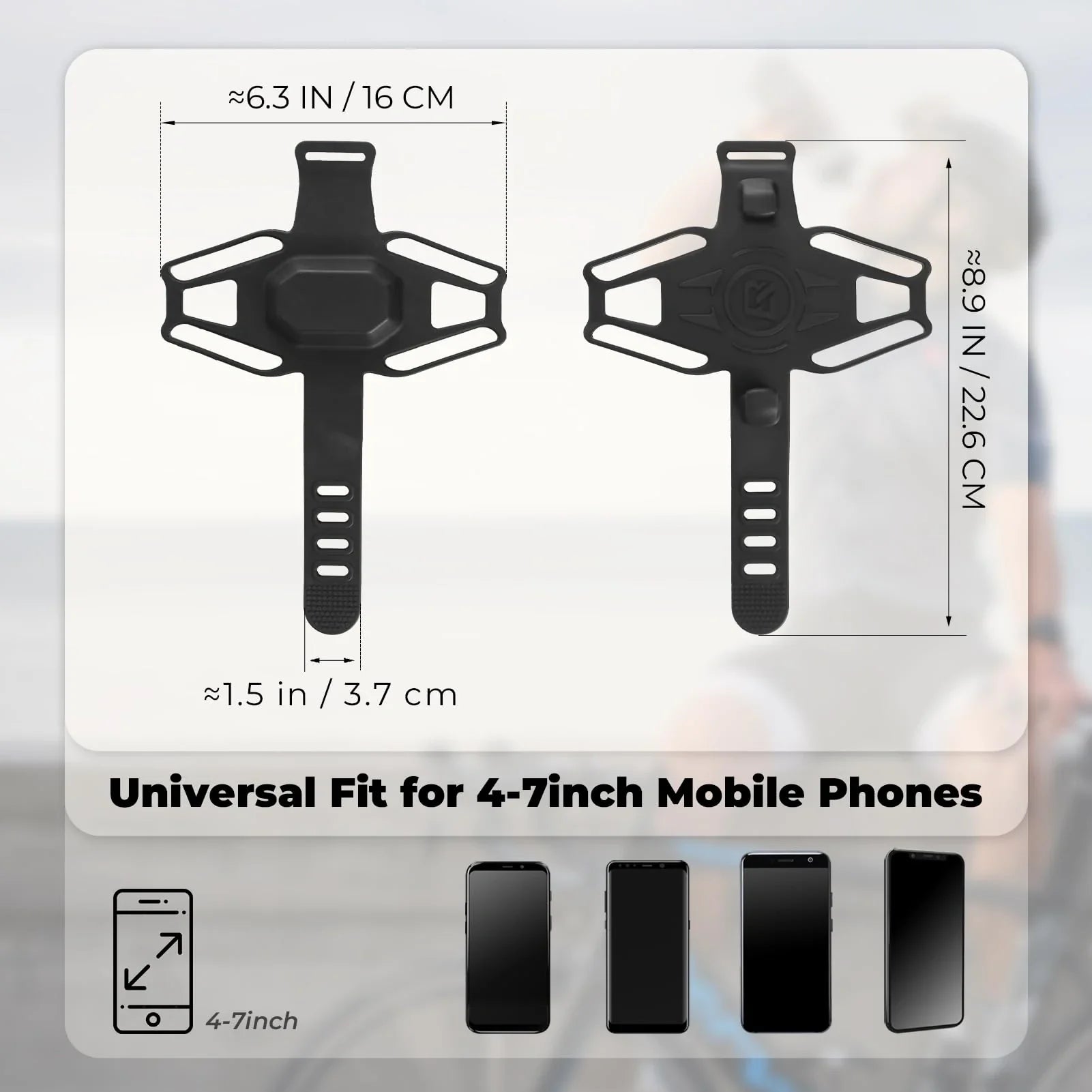 Bike Stem Phone Mount for Mountain & Road Bike 4-7 Inch