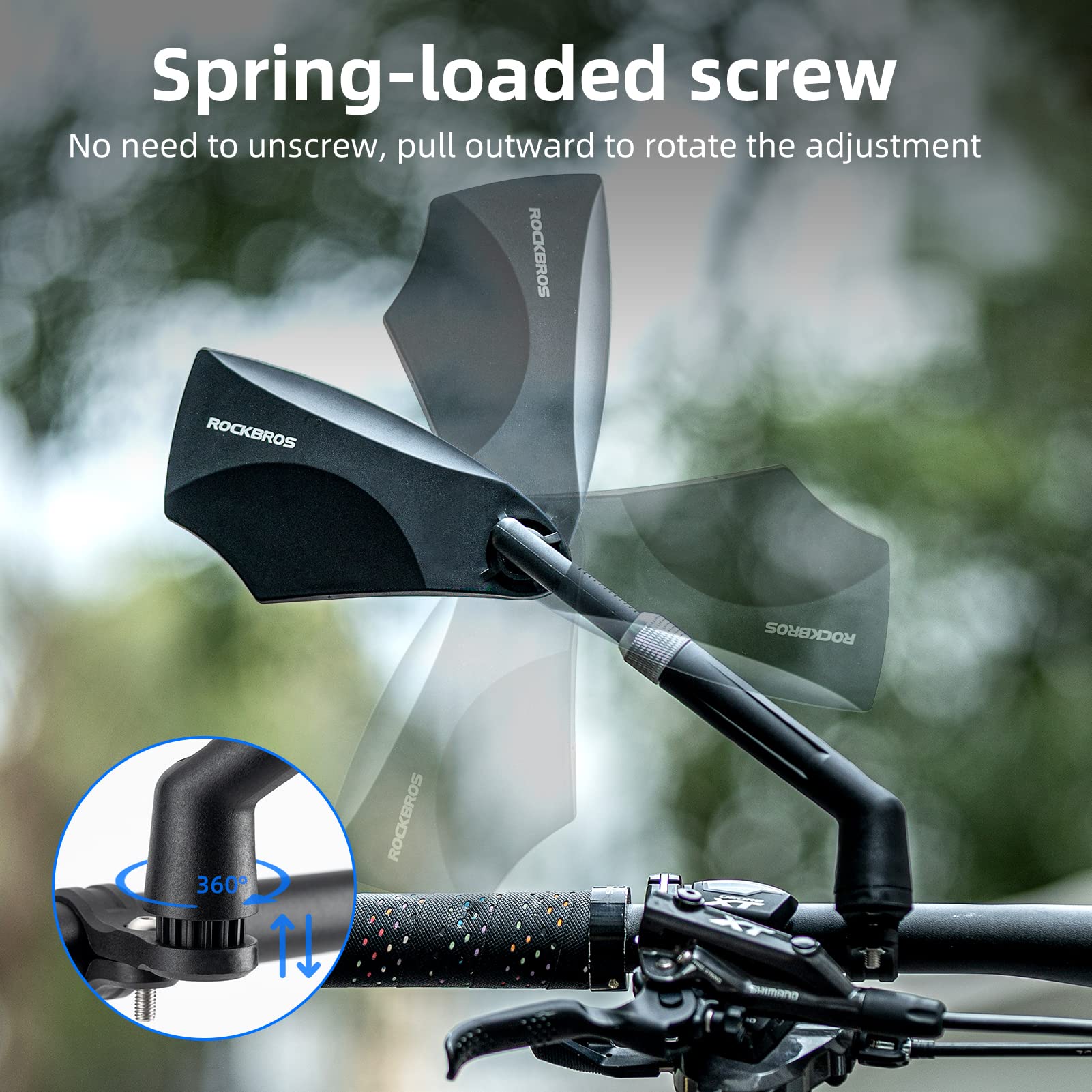 ROCKBROS 360° Adjustable Handlebar Bike Mirror with Anti-Glare Glass - ROCKBROS