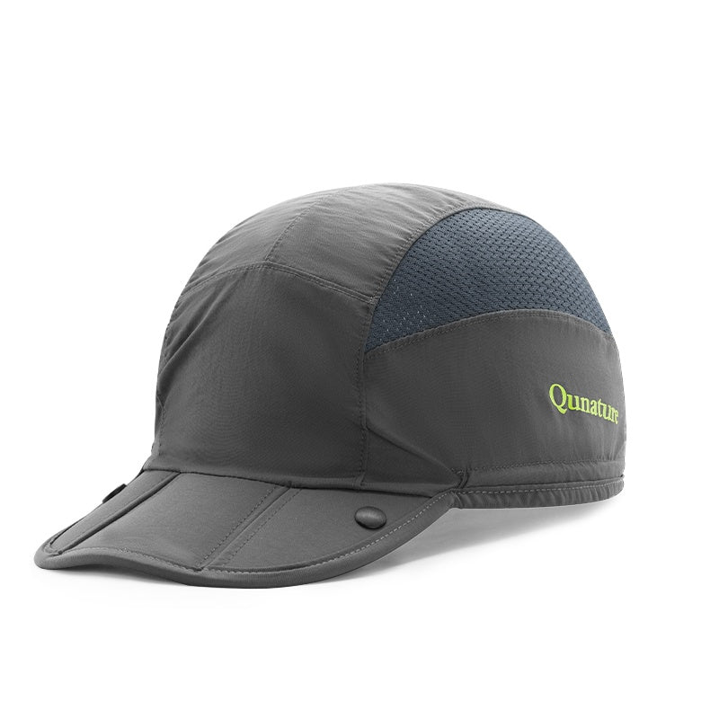 Gray cap with mesh back and 'Quanure' branding on a white background #Color_Gray