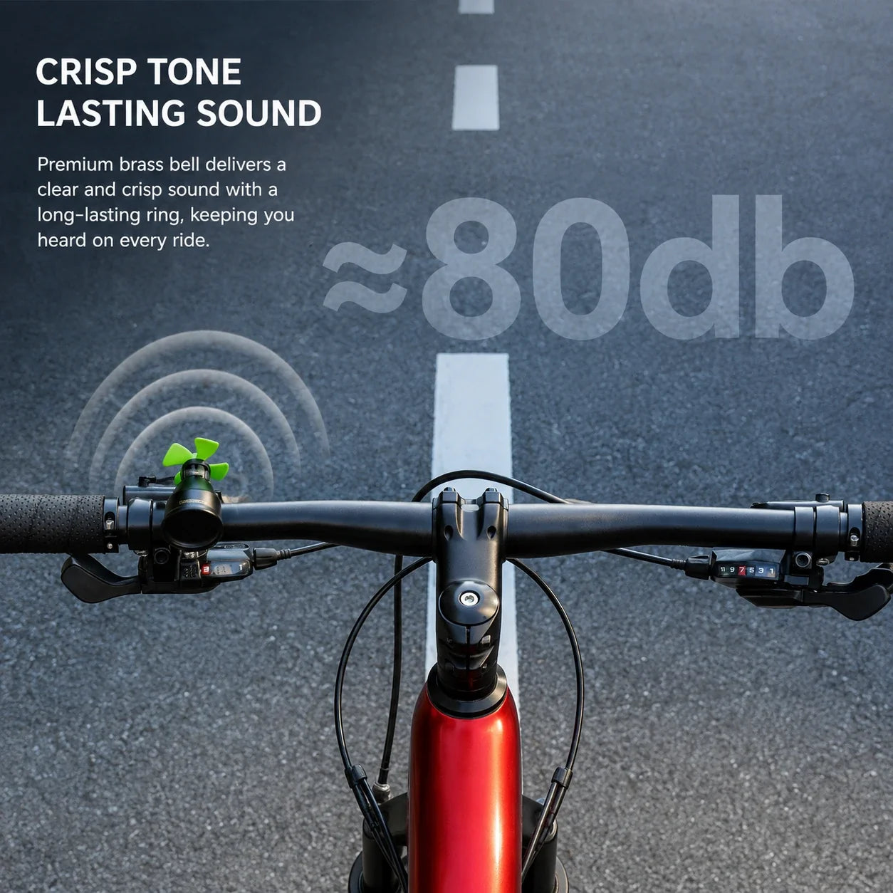 Wind?Fan Brass Bike Bell 80dB Crisp Sound for 0.87?1.25" Handlebar