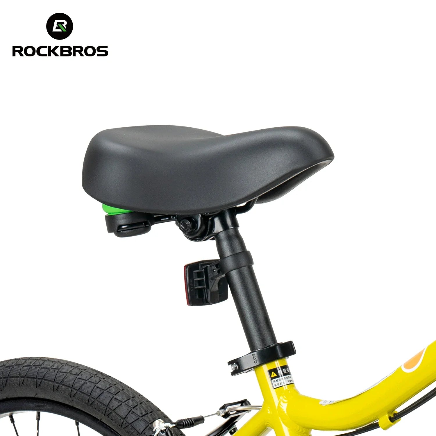 Bicycle seat with adjustable mechanism on a white background, featuring the RockBros brand.