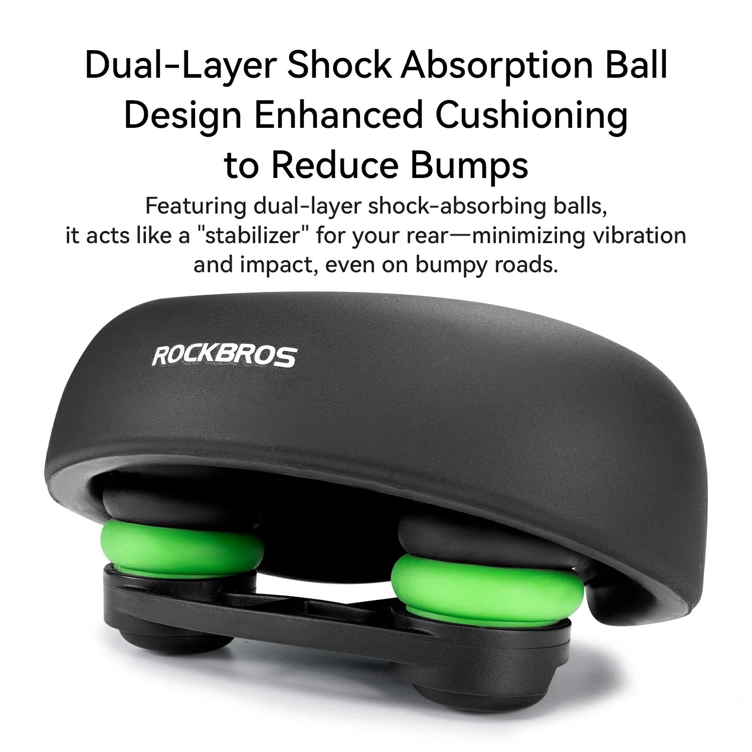 Black shock absorption ball with green balls featuring ROCKBROS branding on a white background.