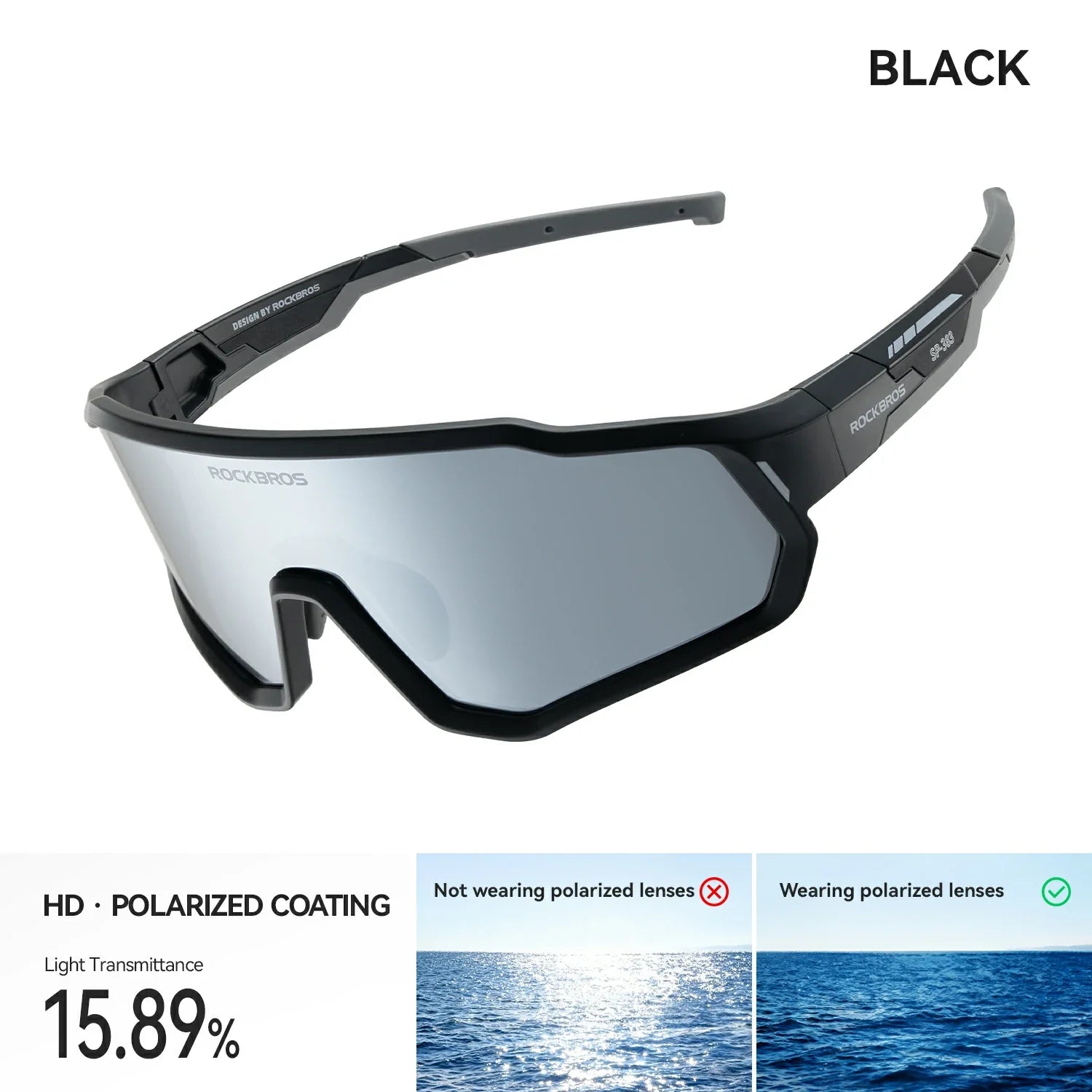 Durable TR90 frame sunglasses for children #color_Black / Polarized Silver