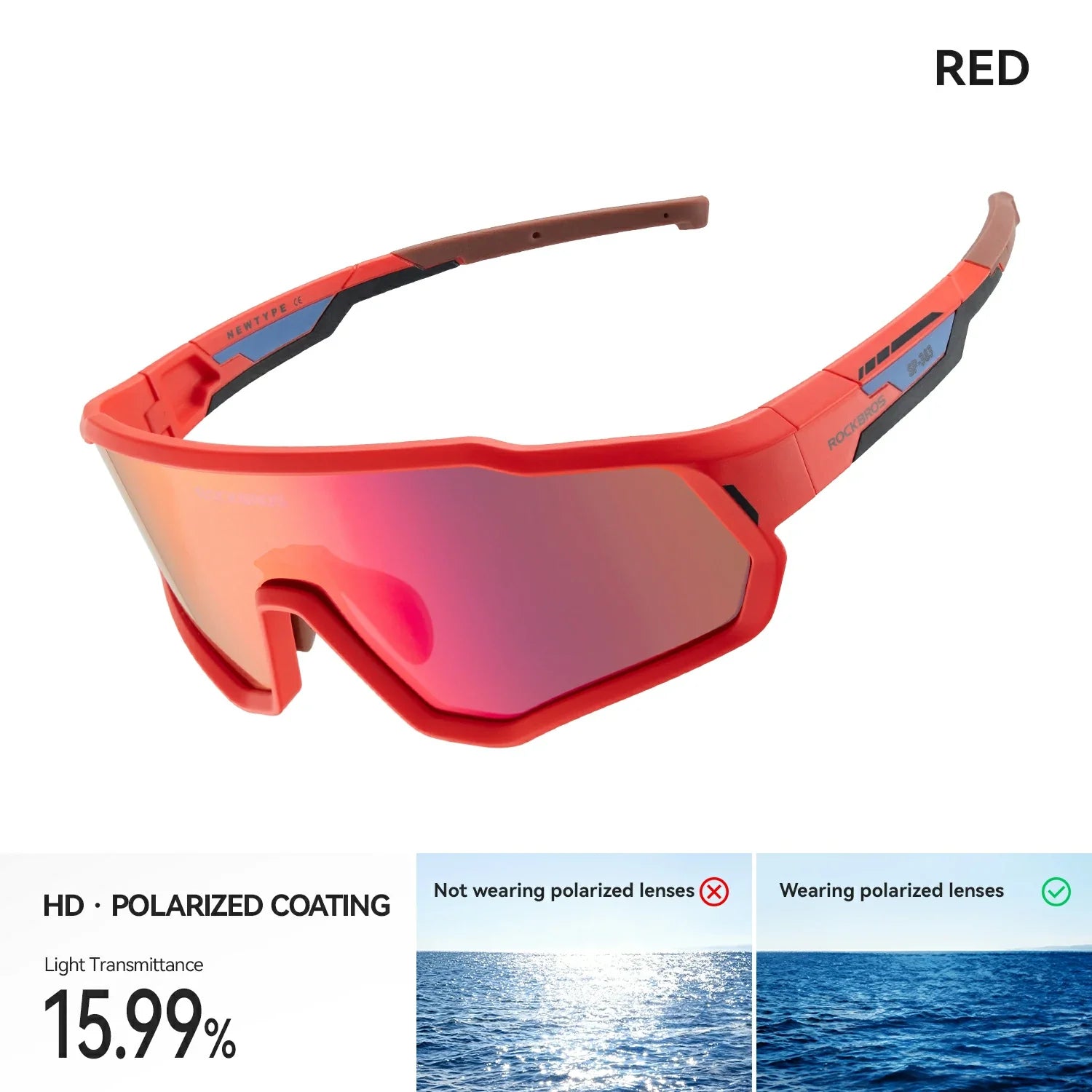 Red sunglasses with polarized coating feature on a white background #color_Red / Polarized Red Purple