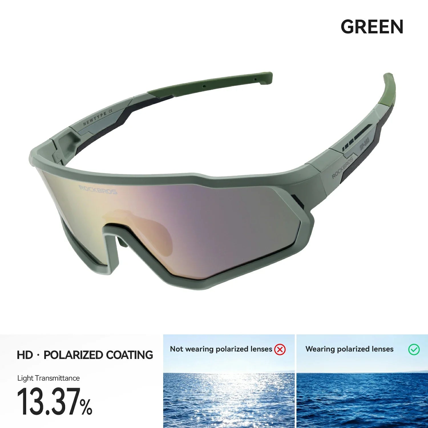 Sunglasses with green lenses on a white background #color_Green / Polarized Purple