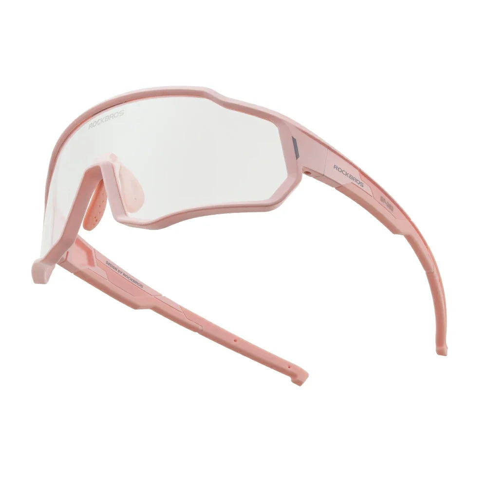 Pink safety goggles with clear lenses on a white background #color_Pink / Photochromic Clear