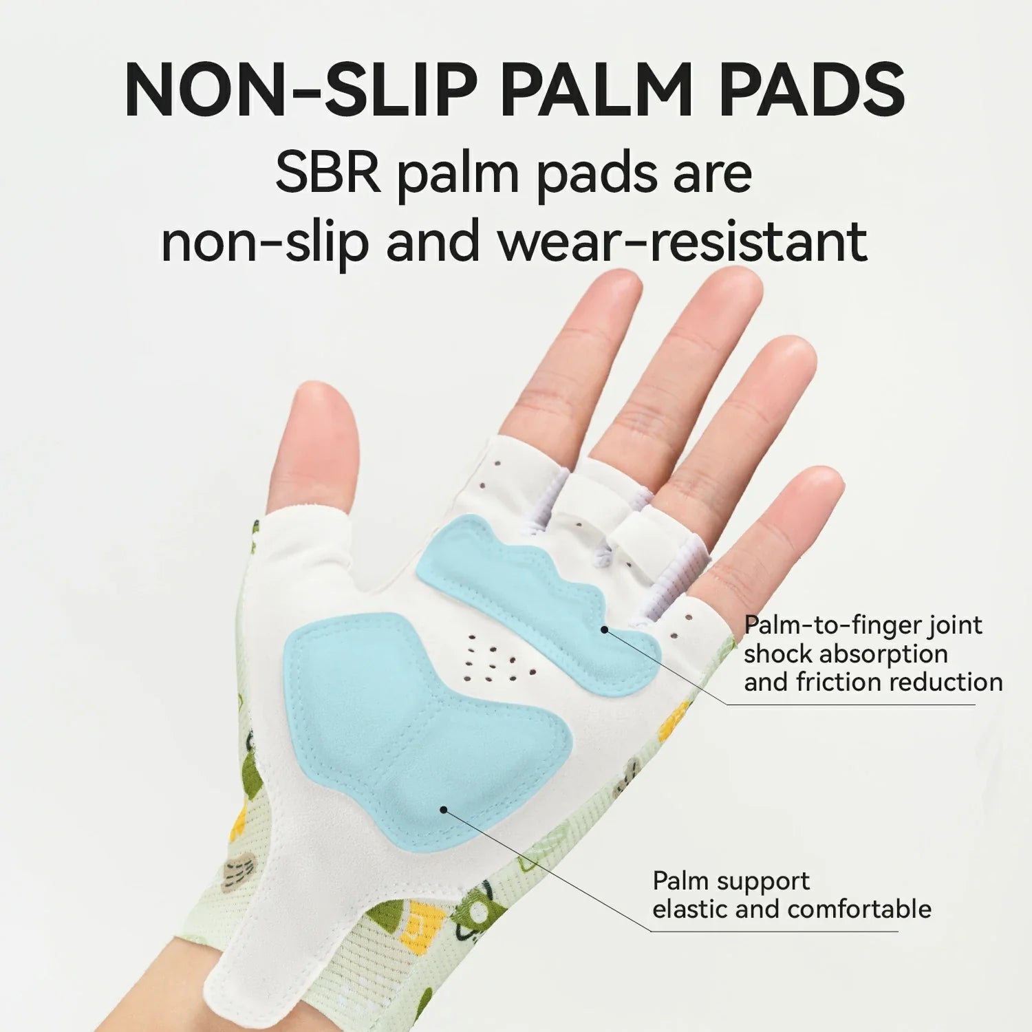 Glove with non-slip palm pads on a white background