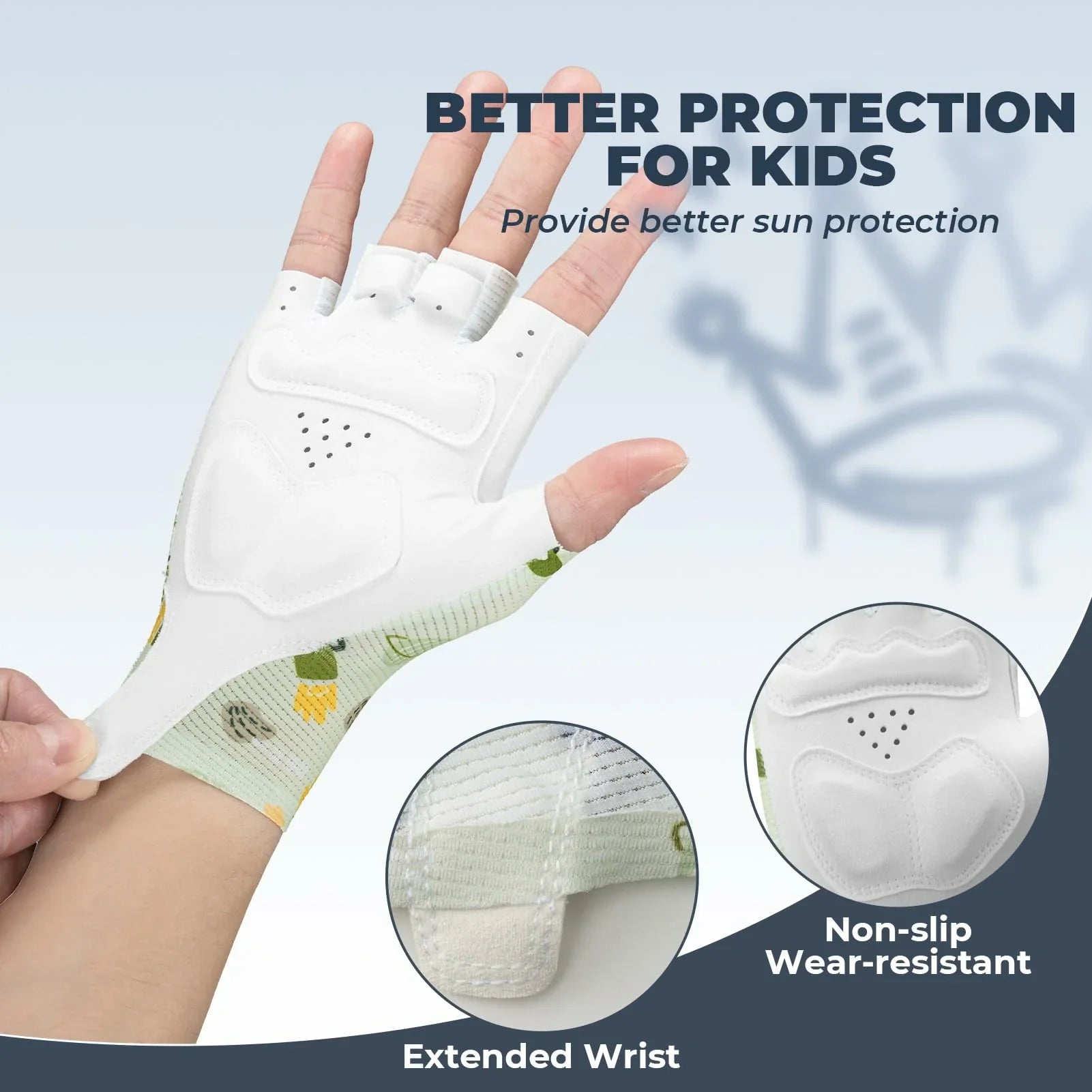 Kids Half Finger Cycling Gloves Non Slip