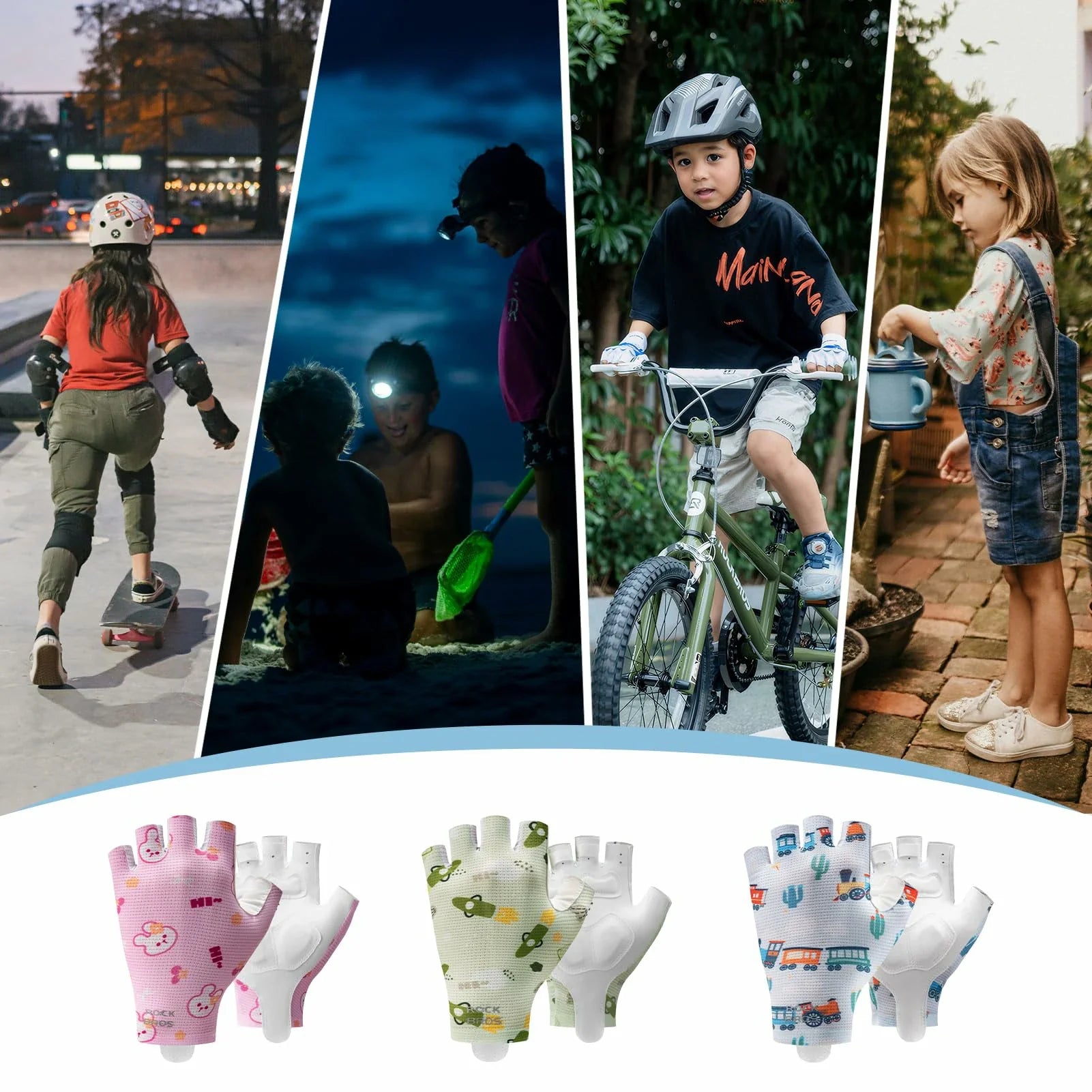 Kids Half Finger Cycling Gloves Non Slip