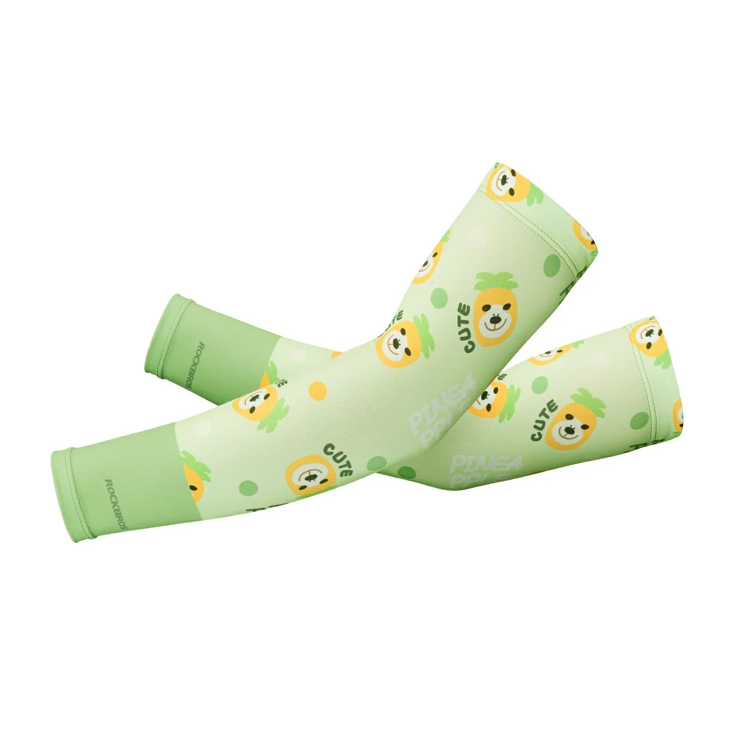 Green arm sleeves with cartoon character design on a white background #Color_Green