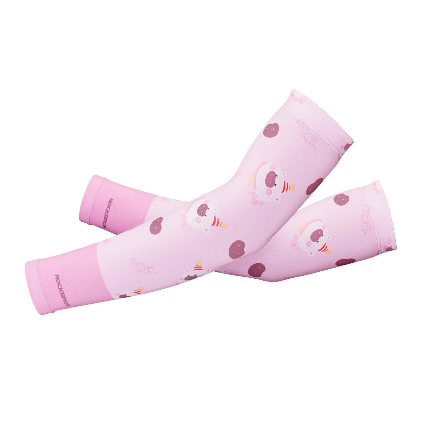 Pink arm sleeves with cartoon designs on a white background #Color_Pink