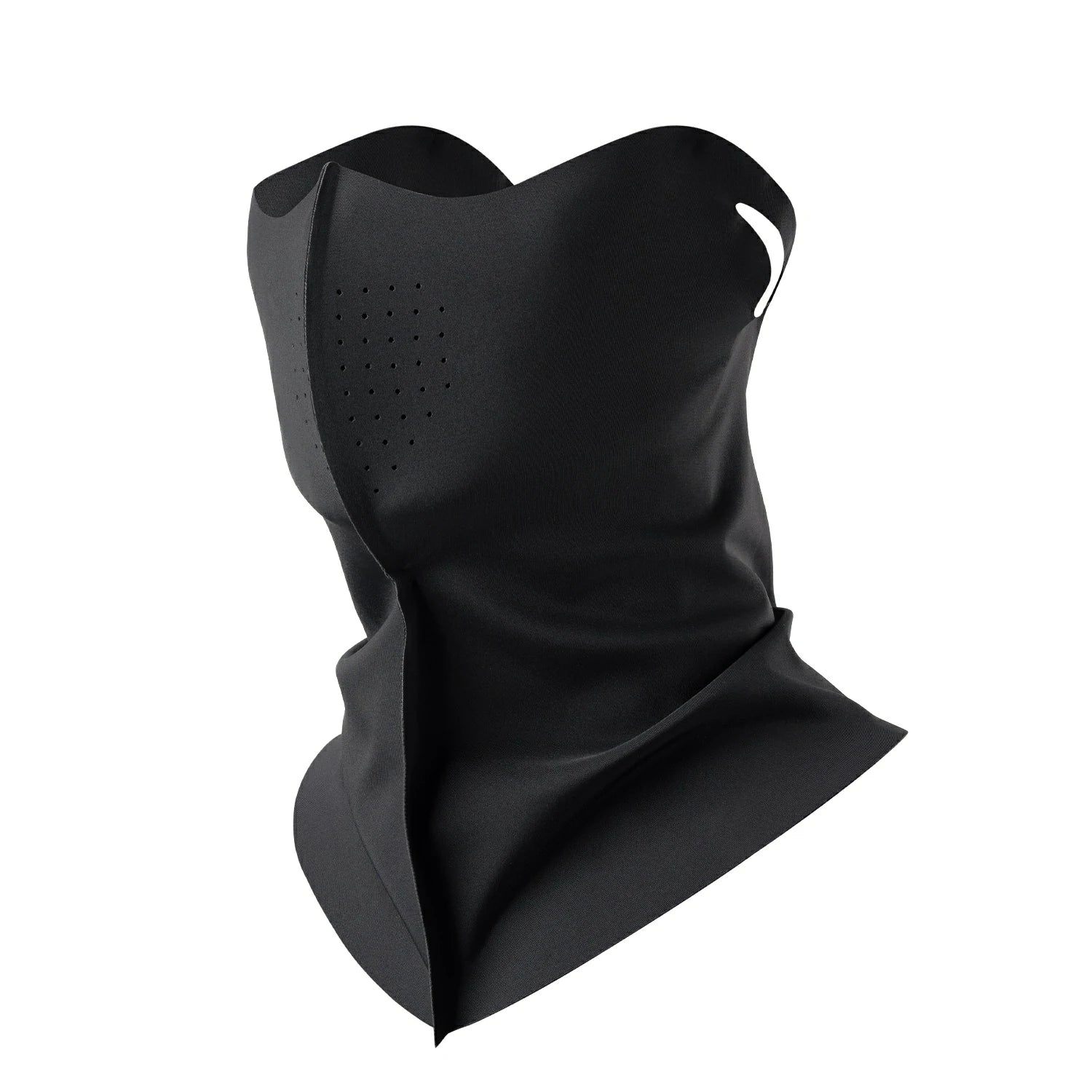Black neck gaiter with perforations on a white background #Color_Black