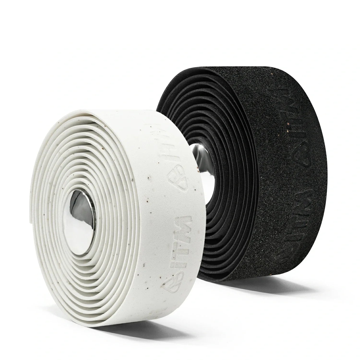 Black cork-EVA road bike handlebar tape with a 3D embossed surface. #Color_Black+White(4 Rolls)