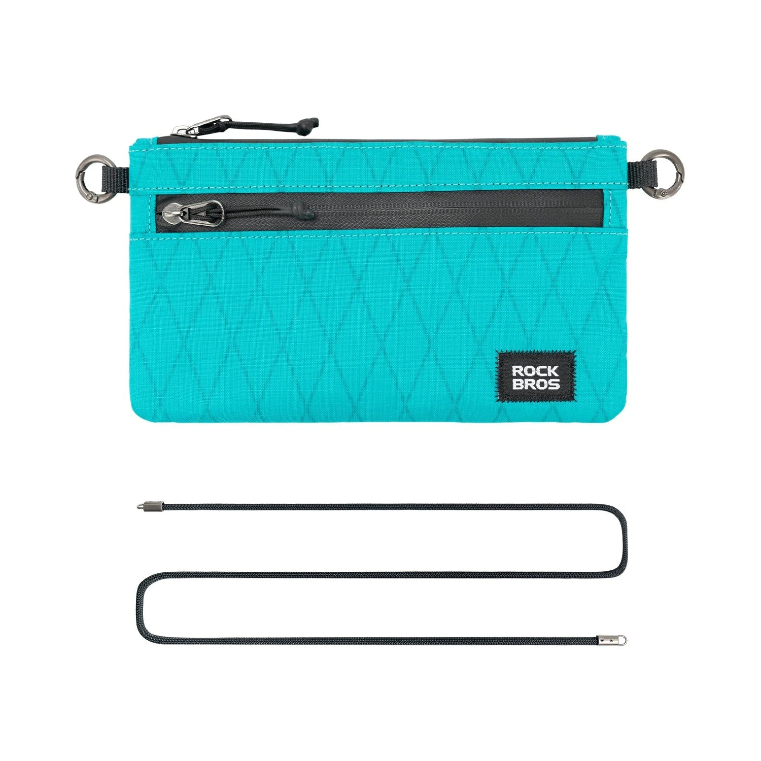 Blue pouch with black zipper and 'Rock Bros' branding on a white background #color_Blue