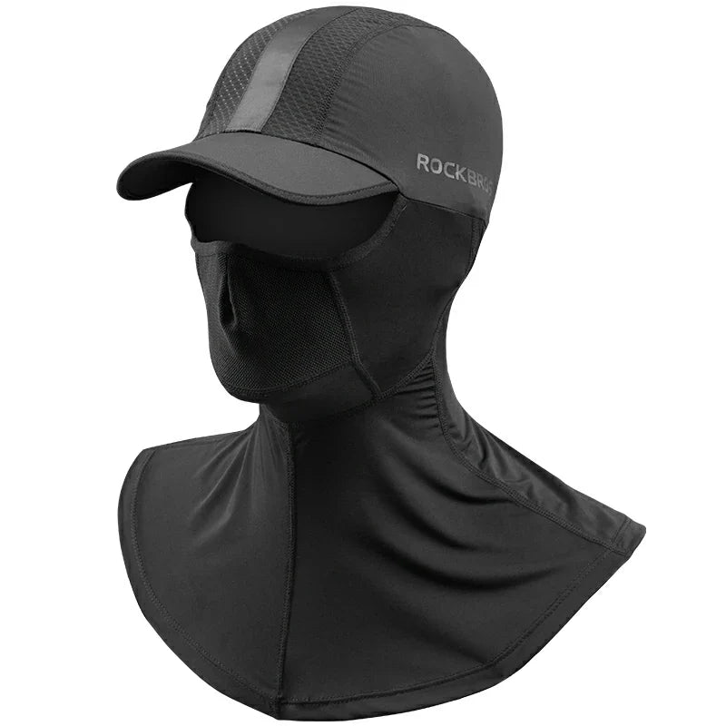 Black balaclava with cap and neck protection on a white background #Color_Balaclava