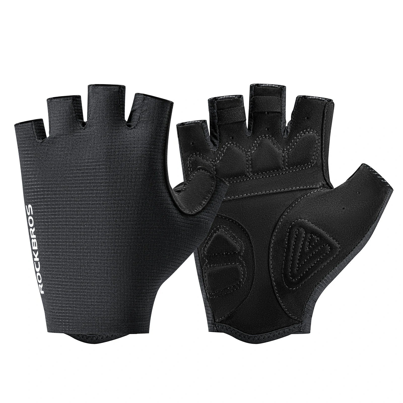 ROCKBROS cycling gloves half finger sbr padded#Color_Black
