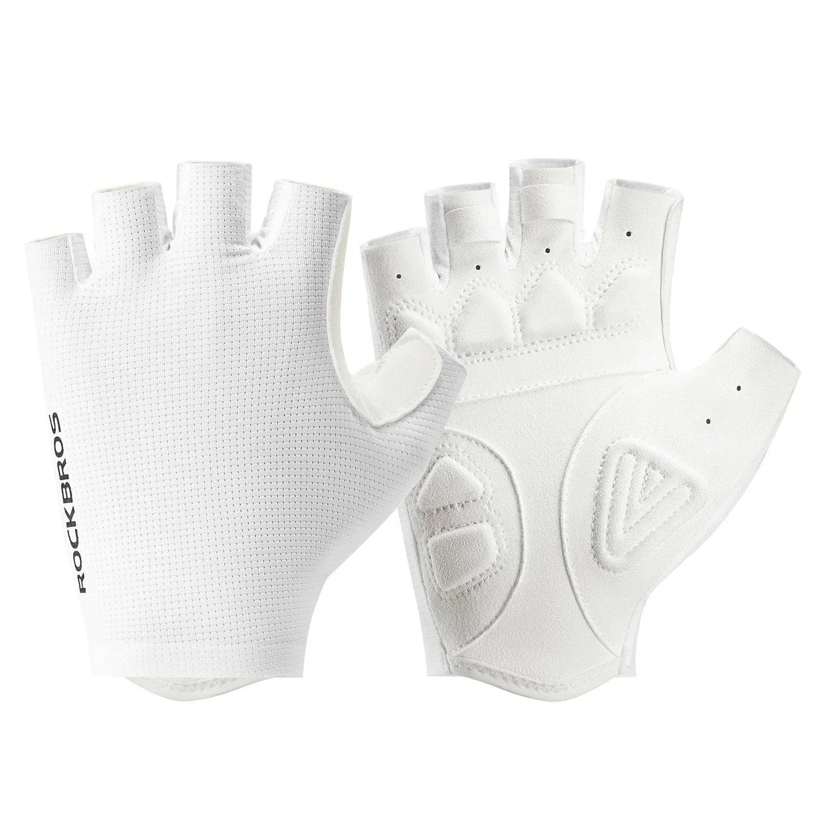 ROCKBROS cycling gloves half finger sbr padded#Color_White